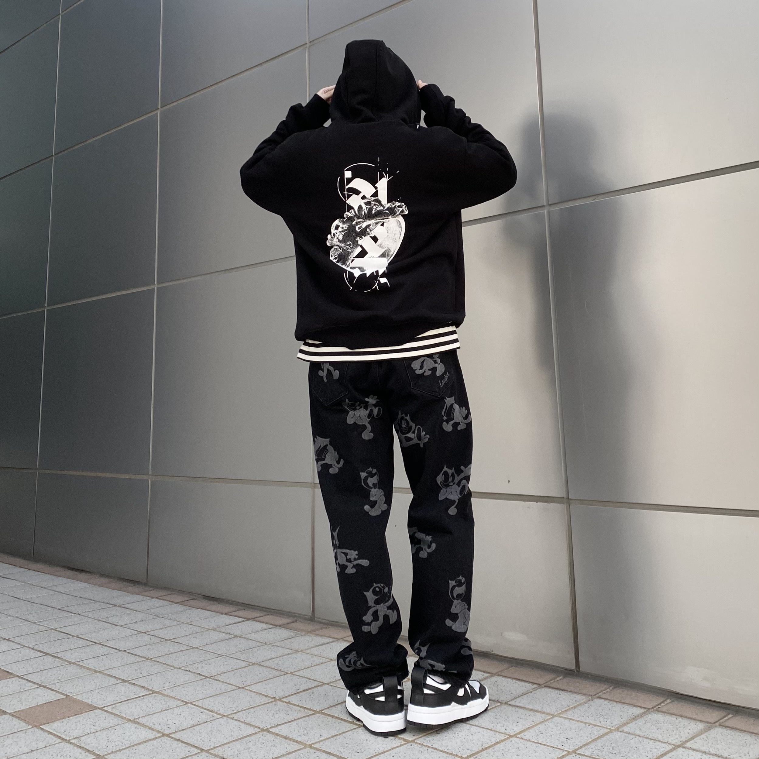 (W) Nike Dunk Low Disrupt Black White 착용 스타일