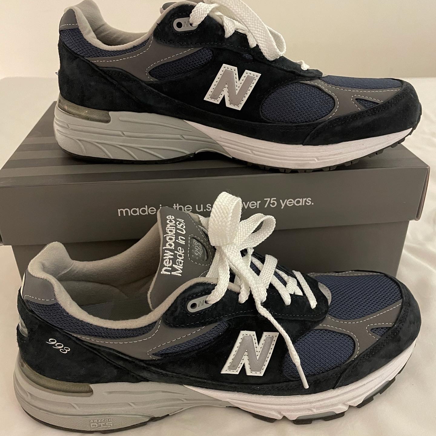 (W) New Balance 993 Made in USA Navy - B Standard 착용 스타일 - 2