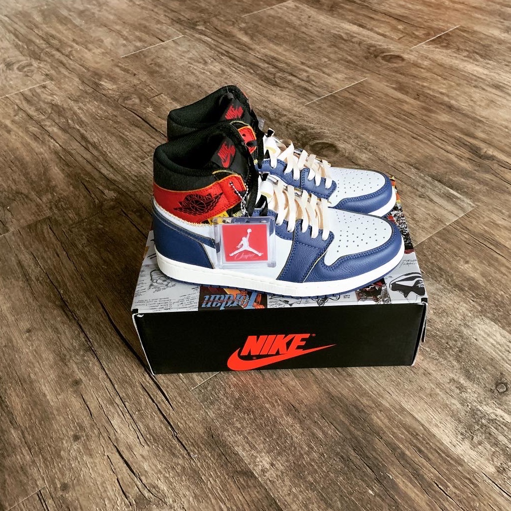 Jordan 1 x Union Retro High Blue Toe 착용 스타일 - 3