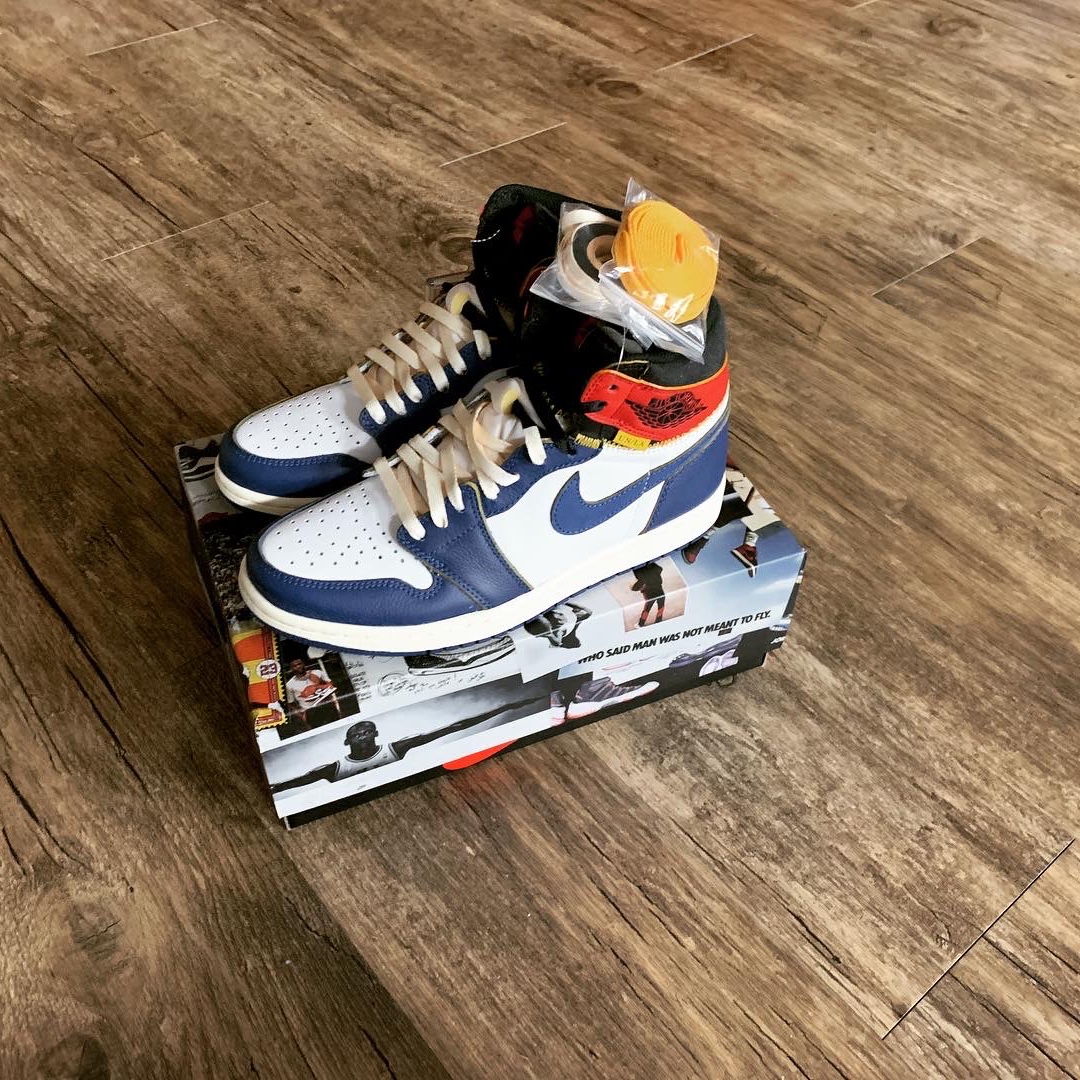 Jordan 1 x Union Retro High Blue Toe 착용 스타일 - 2