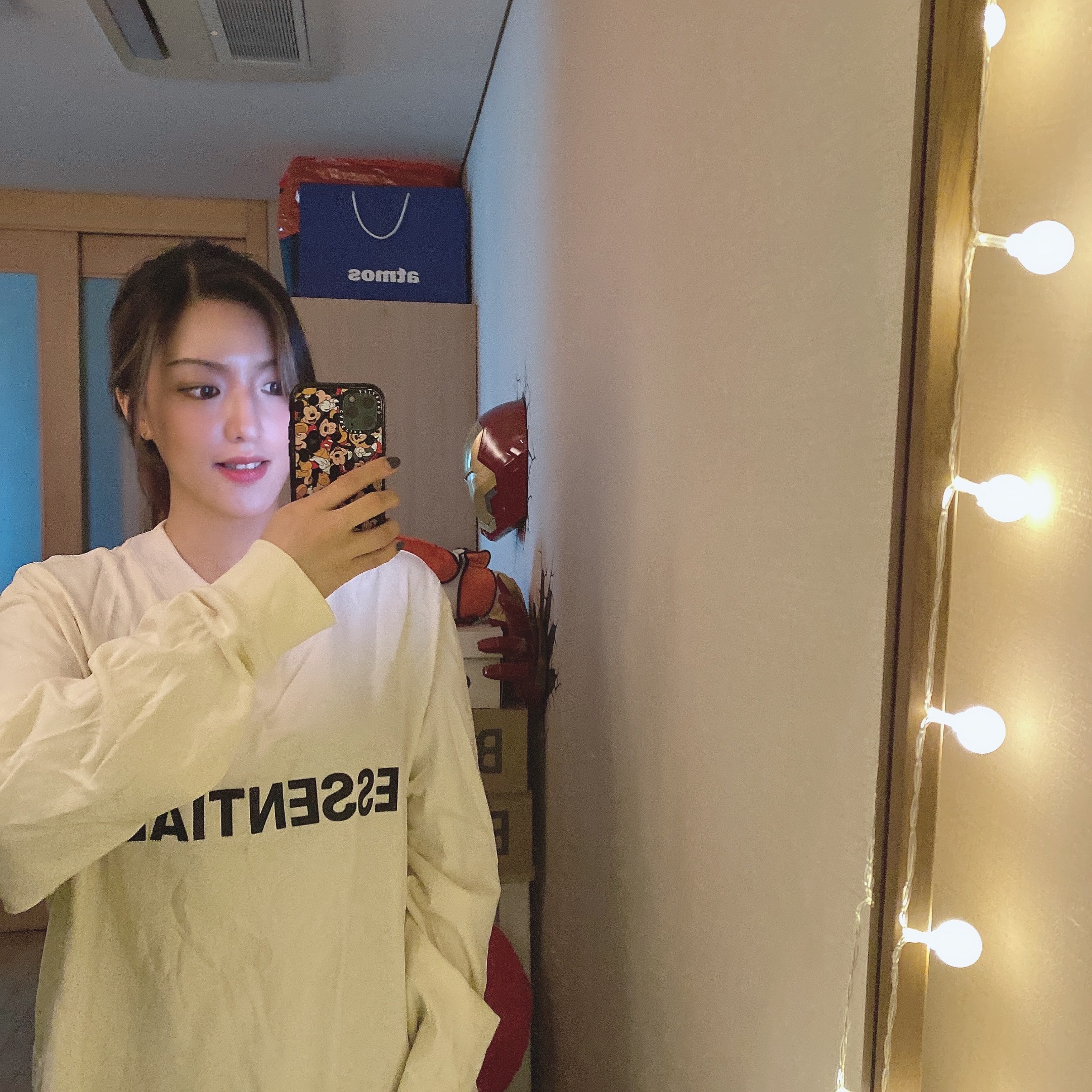Essentials 3D Silicon Applique Full Zip Up Hoodie Oatmeal Heather - 20SS, Essentials 3D Silicon Applique Boxy Long Sleeve T-Shirt Buttercream 2020 착용 스타일 - 3