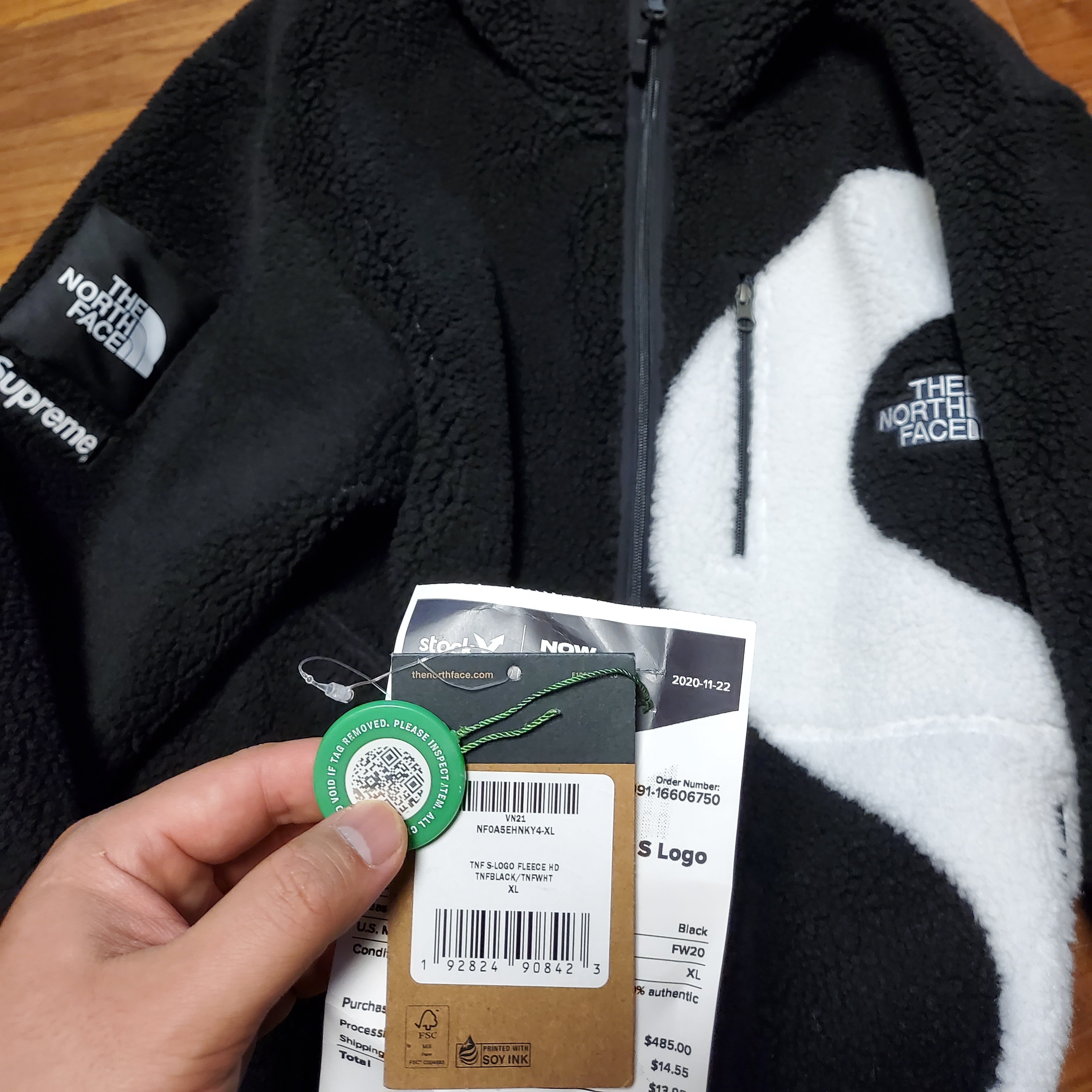 Supreme x The North Face S Logo Hooded Fleece Jacket Black - 20FW 착용 스타일