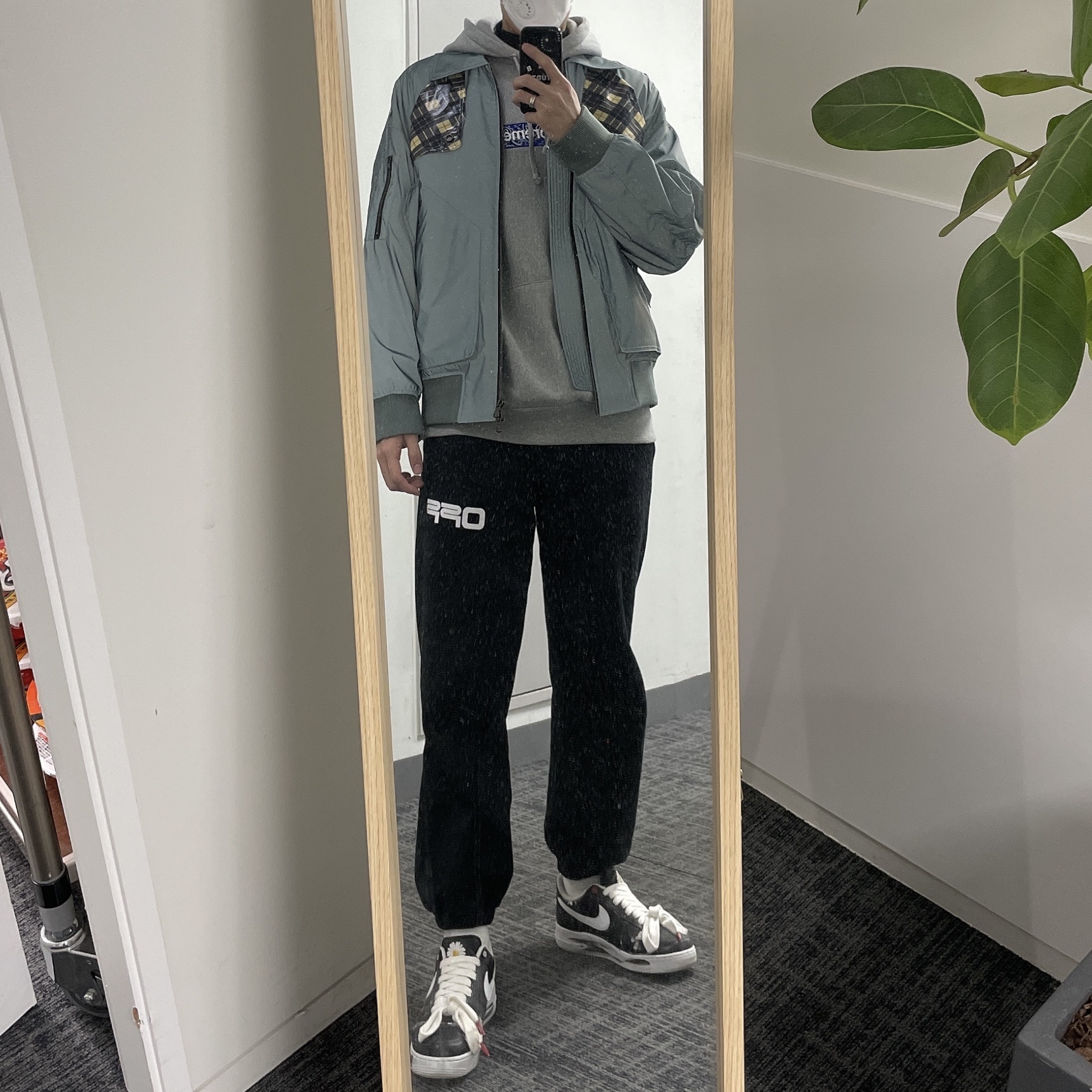 Nike x Peaceminusone Air Force 1 Low Para-Noise, Supreme Bandana Box Logo Hooded Sweatshirt Heather Grey - 19FW 착용 스타일