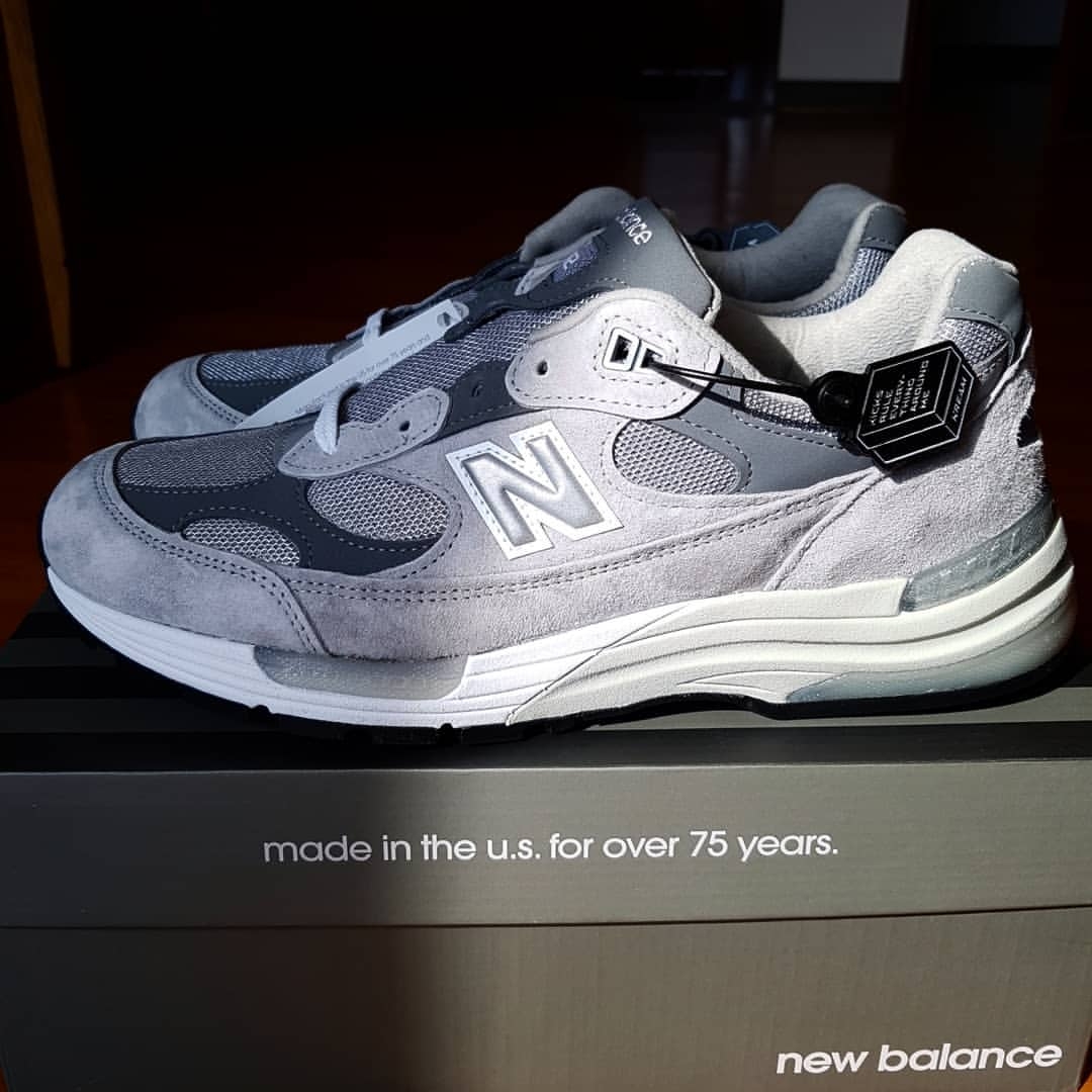 New Balance 992 Made in USA Grey - D Standard 착용 스타일 - 1