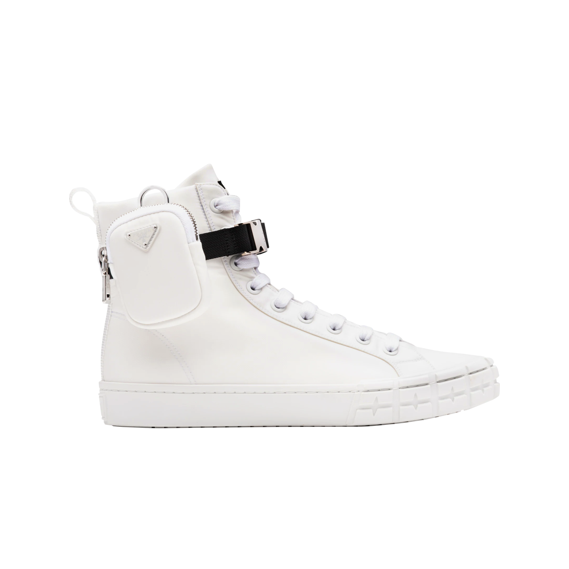 프라다 휠 리나일론 개버딘 하이탑 스니커즈 화이트(Prada Wheel Re-Nylon Gabardine High-Top Sneakers White) - 1