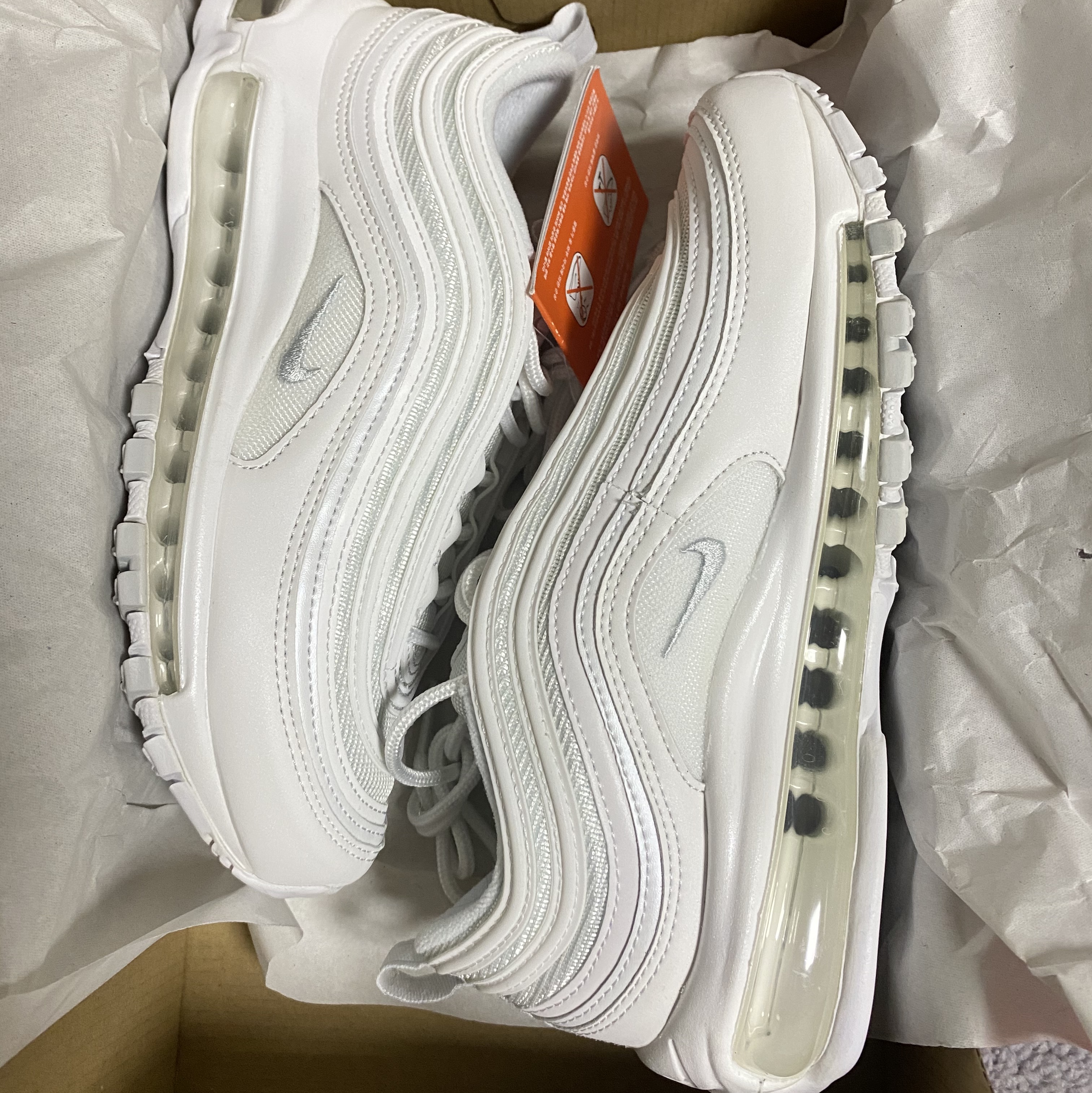 (W) Nike Air Max 97 White Pure Platinum 착용 스타일 - 2