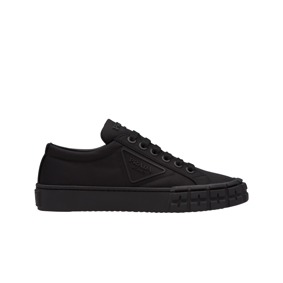 (W) 프라다 휠 리나일론 개버딘 로우 스니커즈 블랙((W) Prada Wheel Re-Nylon Gabardine Low Sneakers Black) - 1