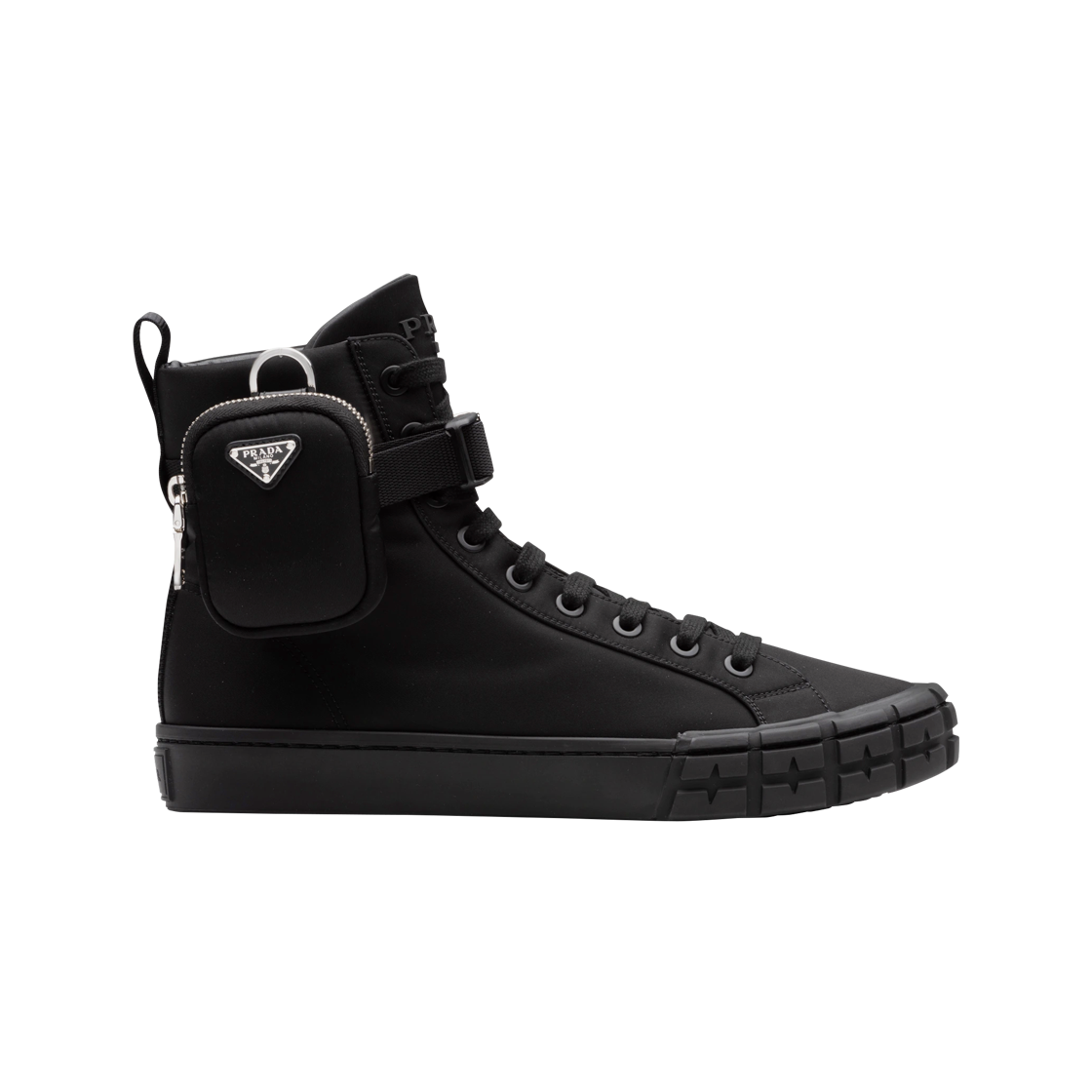 프라다 휠 리나일론 개버딘 하이탑 스니커즈 블랙(Prada Wheel Re-Nylon Gabardine High-Top Sneakers Black) - 1