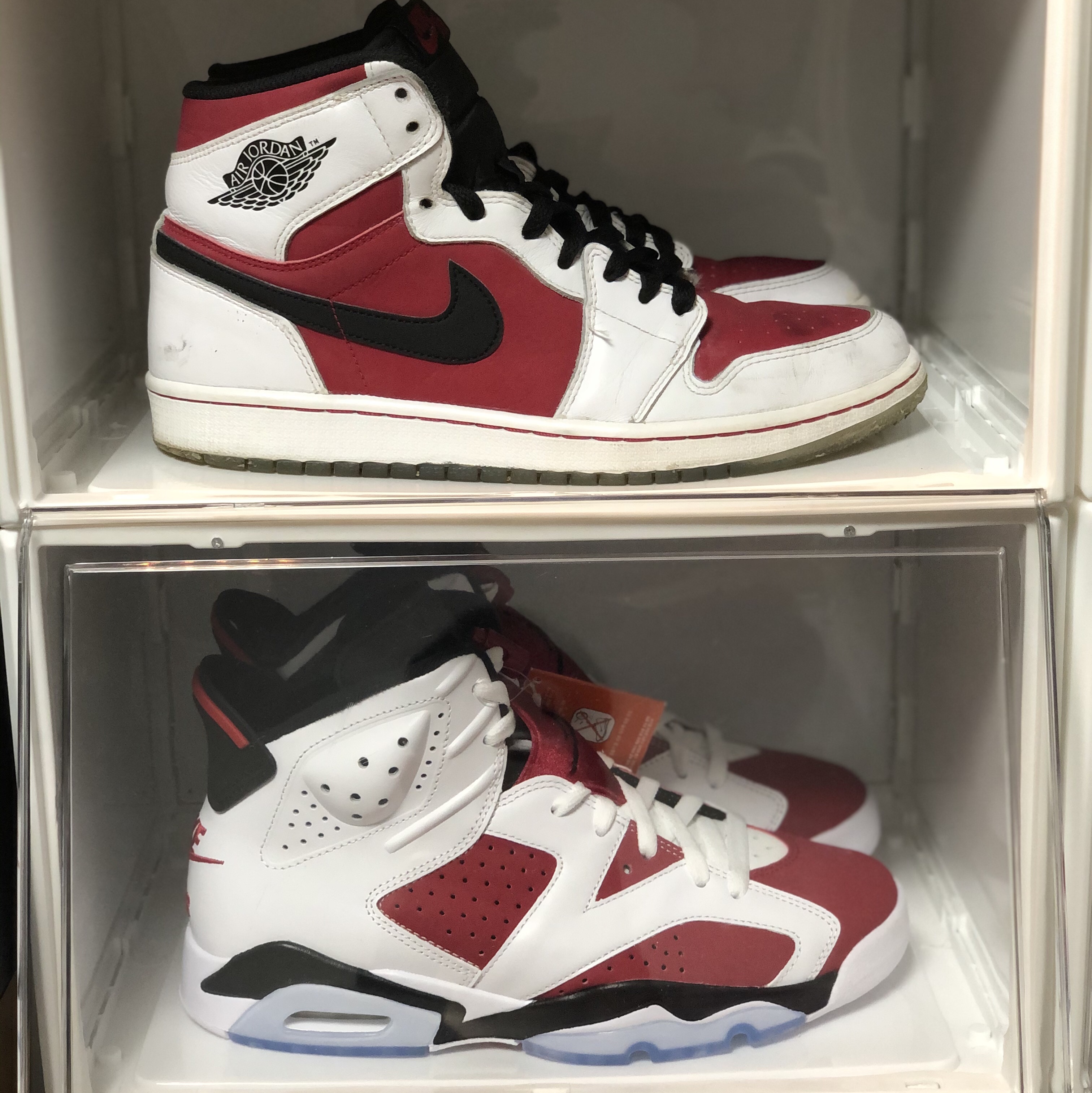 Jordan 6 Retro Carmine 2021, Jordan 1 Retro Carmine 2014 착용 스타일