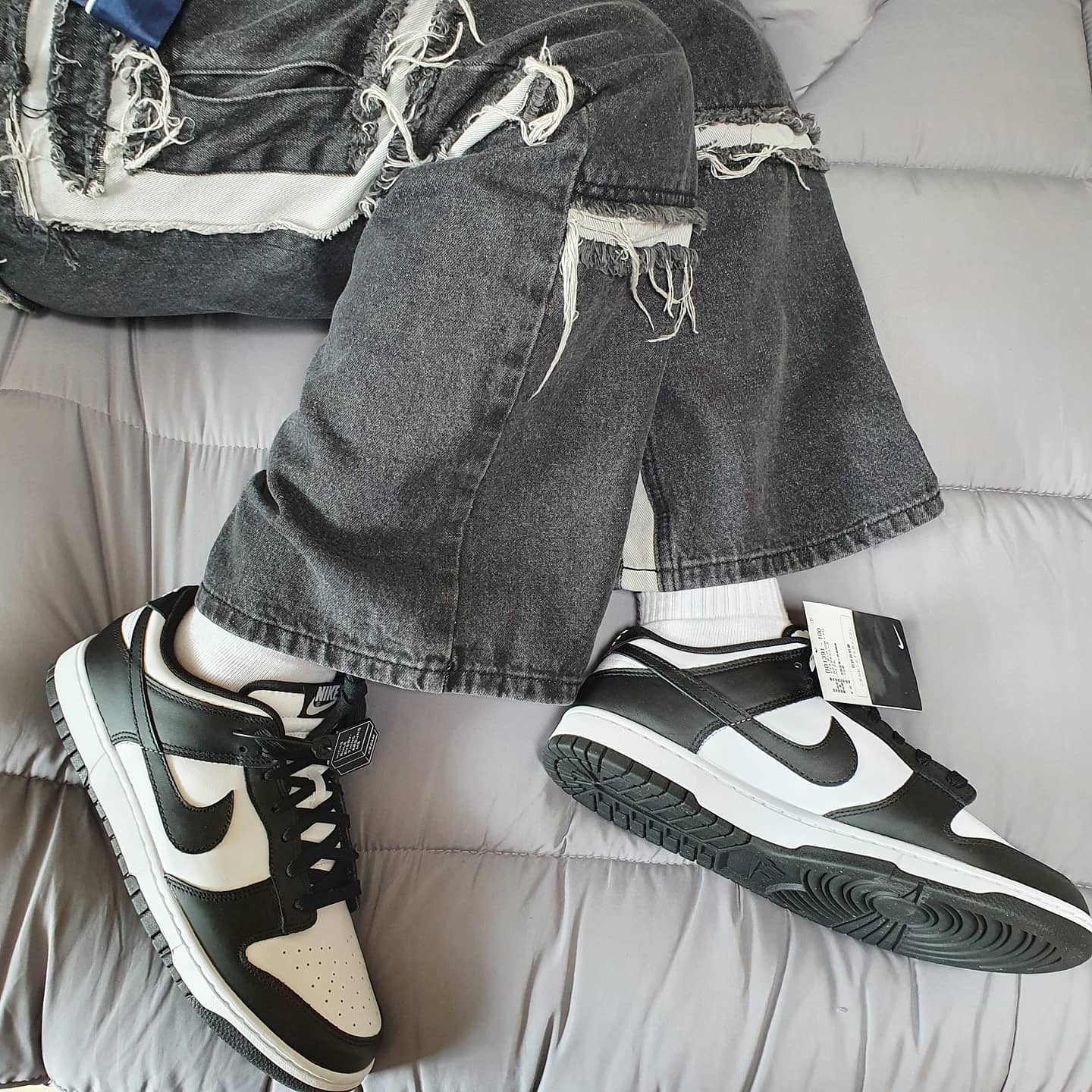 Nike Dunk Low Retro Black 착용 스타일 - 1