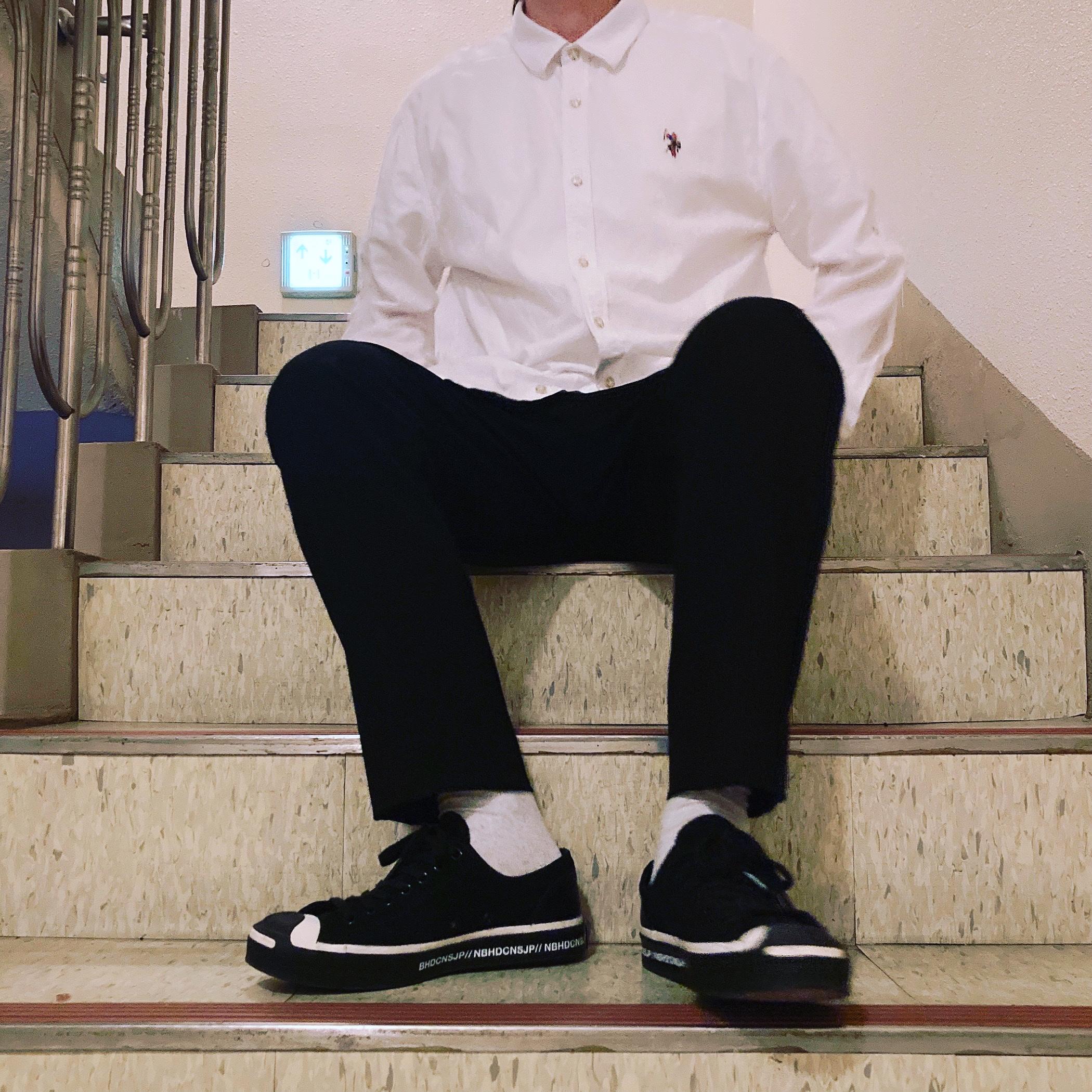 Converse x Neighborhood Jack Purcell Ox Motorcycle 착용 스타일