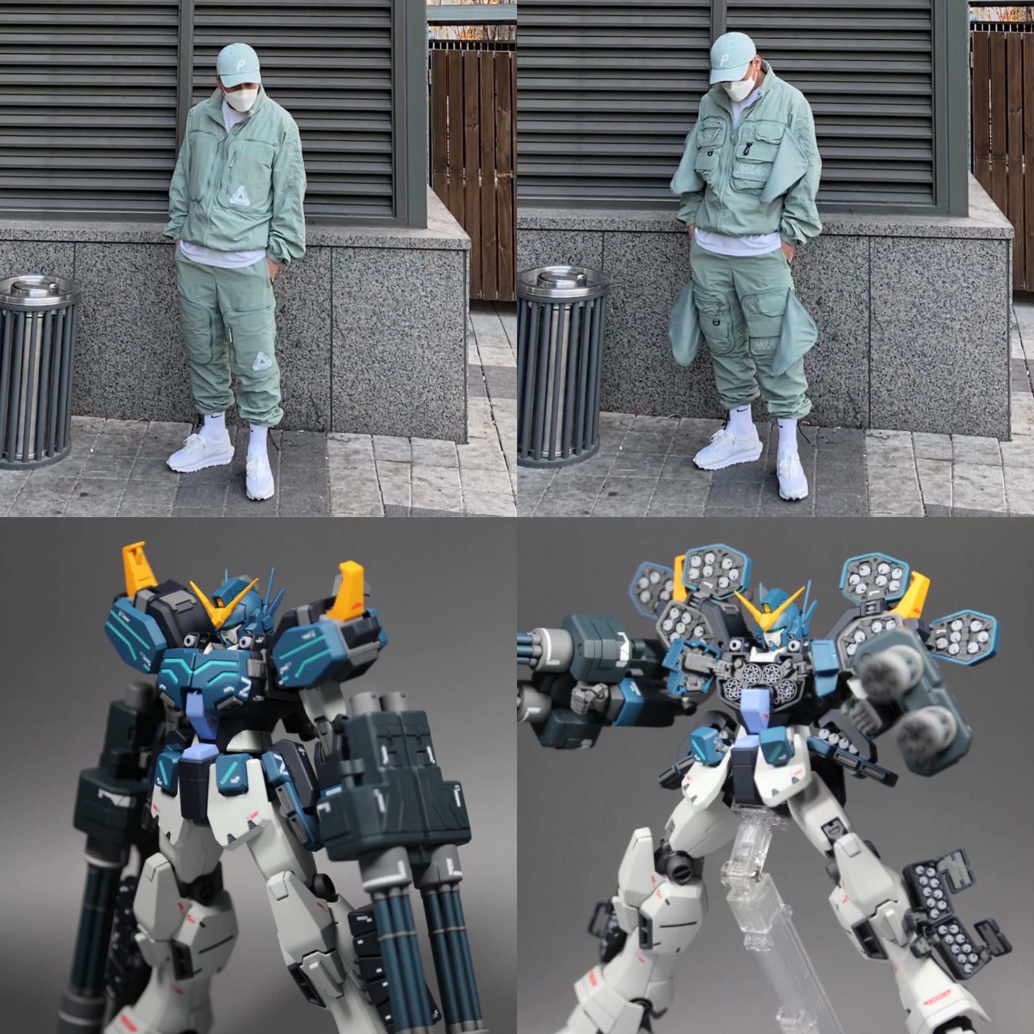Palace Travel Jacket Slate Grey - 21SS, Palace Travel Cargos Slate Grey - 21SS 착용 스타일 - 3