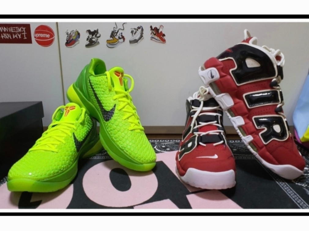 Nike Kobe 6 Protro Green Apple, Nike Air More Uptempo 96 Bulls 2017 착용 스타일