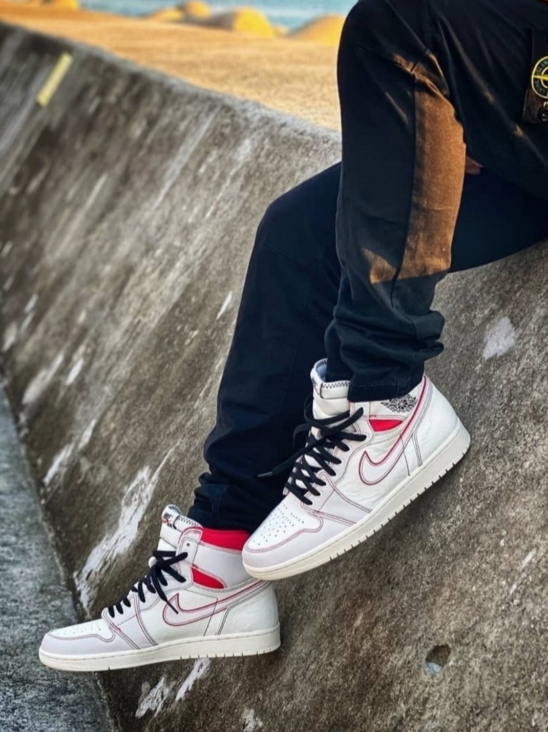 Jordan 1 Retro High Phantom Gym Red 착용 스타일 - 4