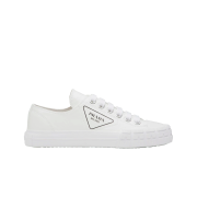 (W) Prada Wheel Patent Leather Sneakers With Vulcanized Rubber Sole White