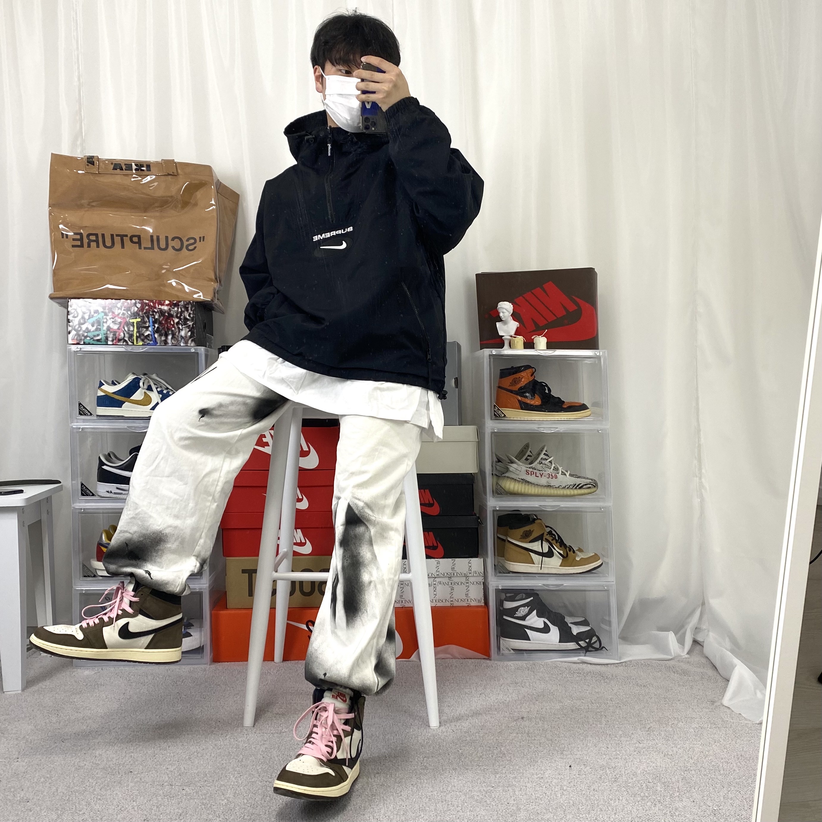 Supreme x Nike Jewel Reversible Ripstop Anorak Black - 20FW, Jordan 1 x Travis Scott Retro High OG SP Mocha 착용 스타일