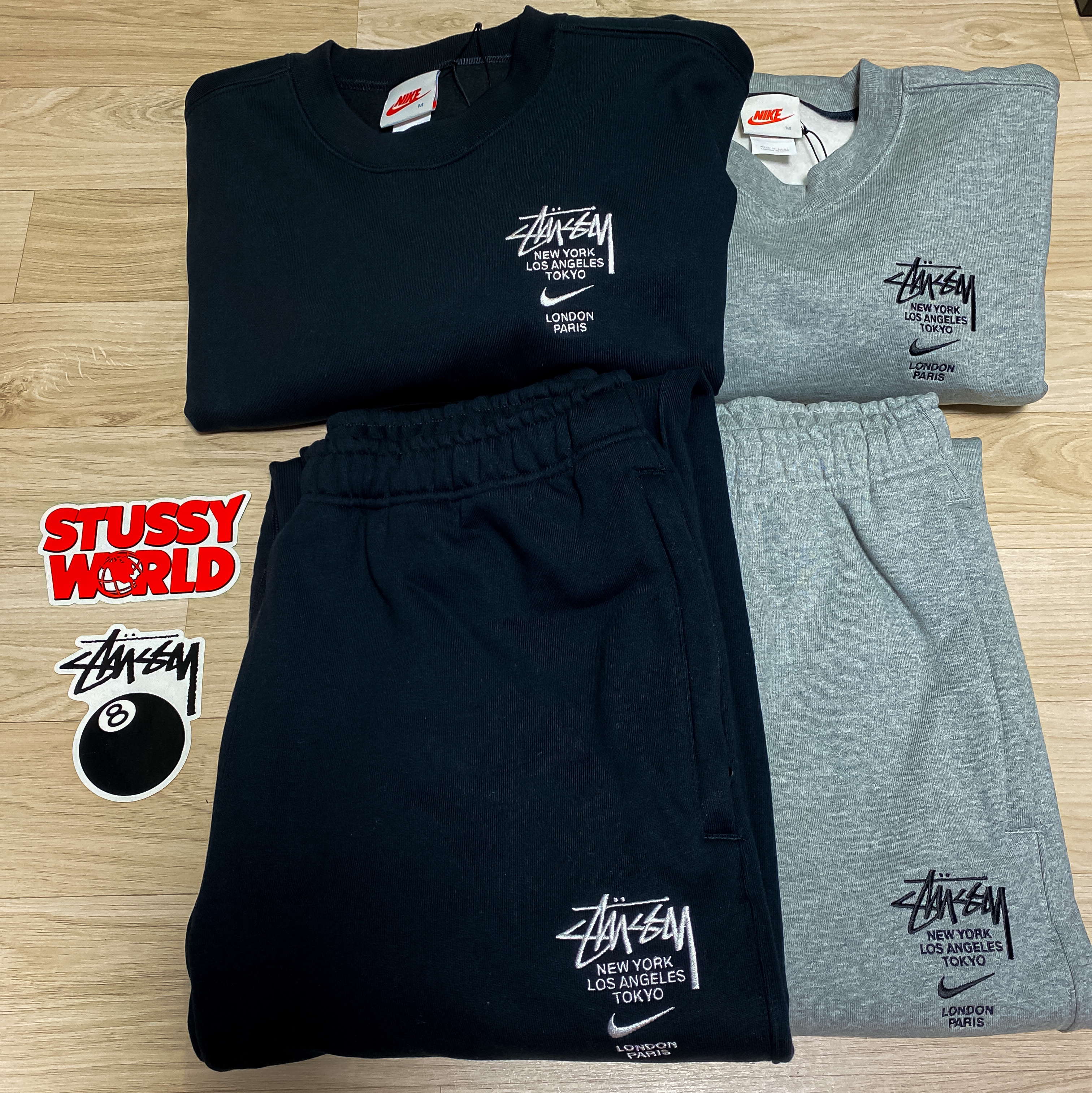 Nike x Stussy NRG ZR Fleece Crewneck Black - US/EU, Nike x Stussy NRG ZR Fleece Pants Black - US/EU 착용 스타일