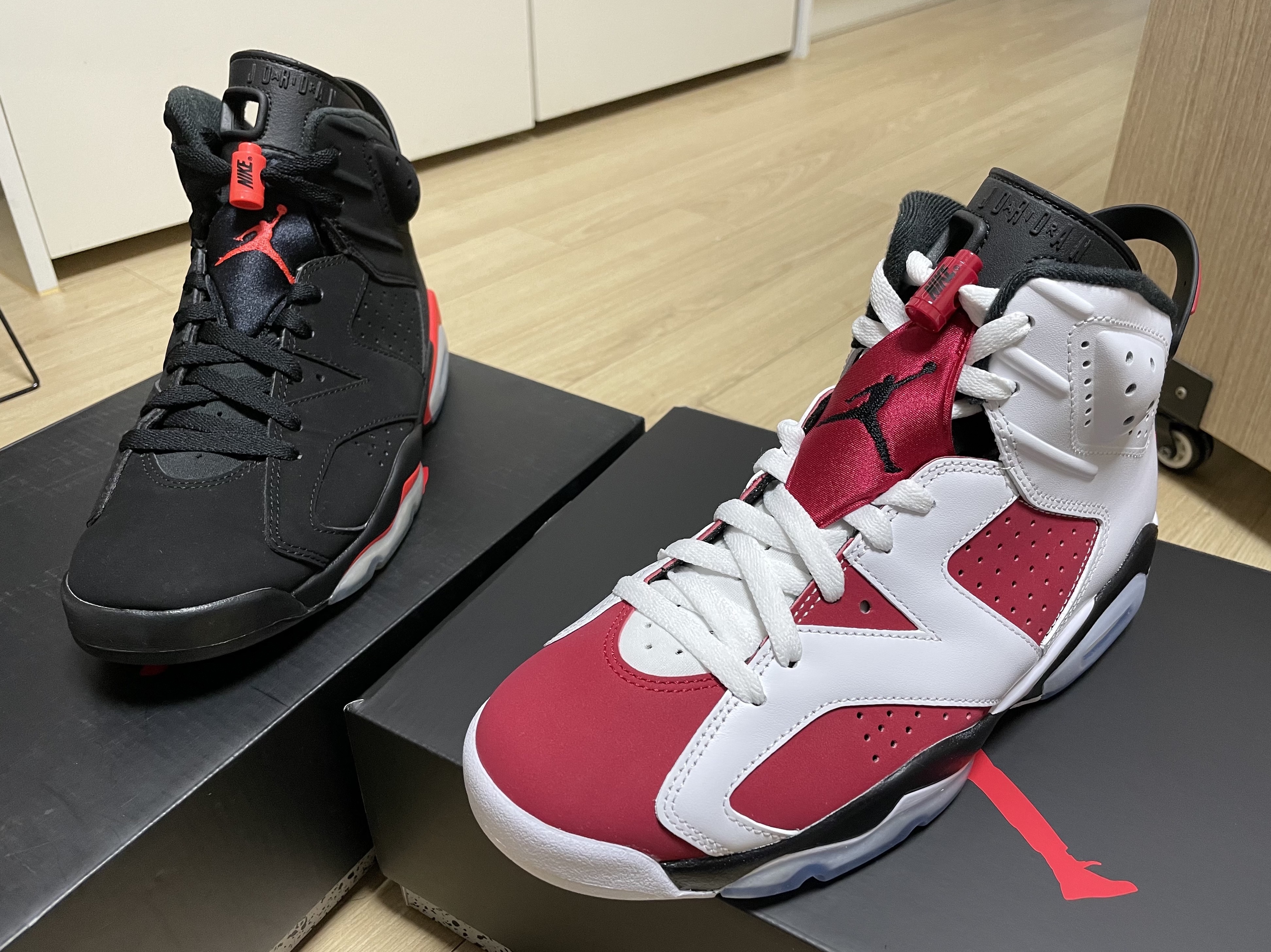 Jordan 6 Retro Carmine 2021, Jordan 6 Retro Infrared 2019 착용 스타일 - 2