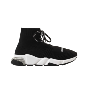 (W) Balenciaga Speed Lace Up Trainer Black White Clear Sole