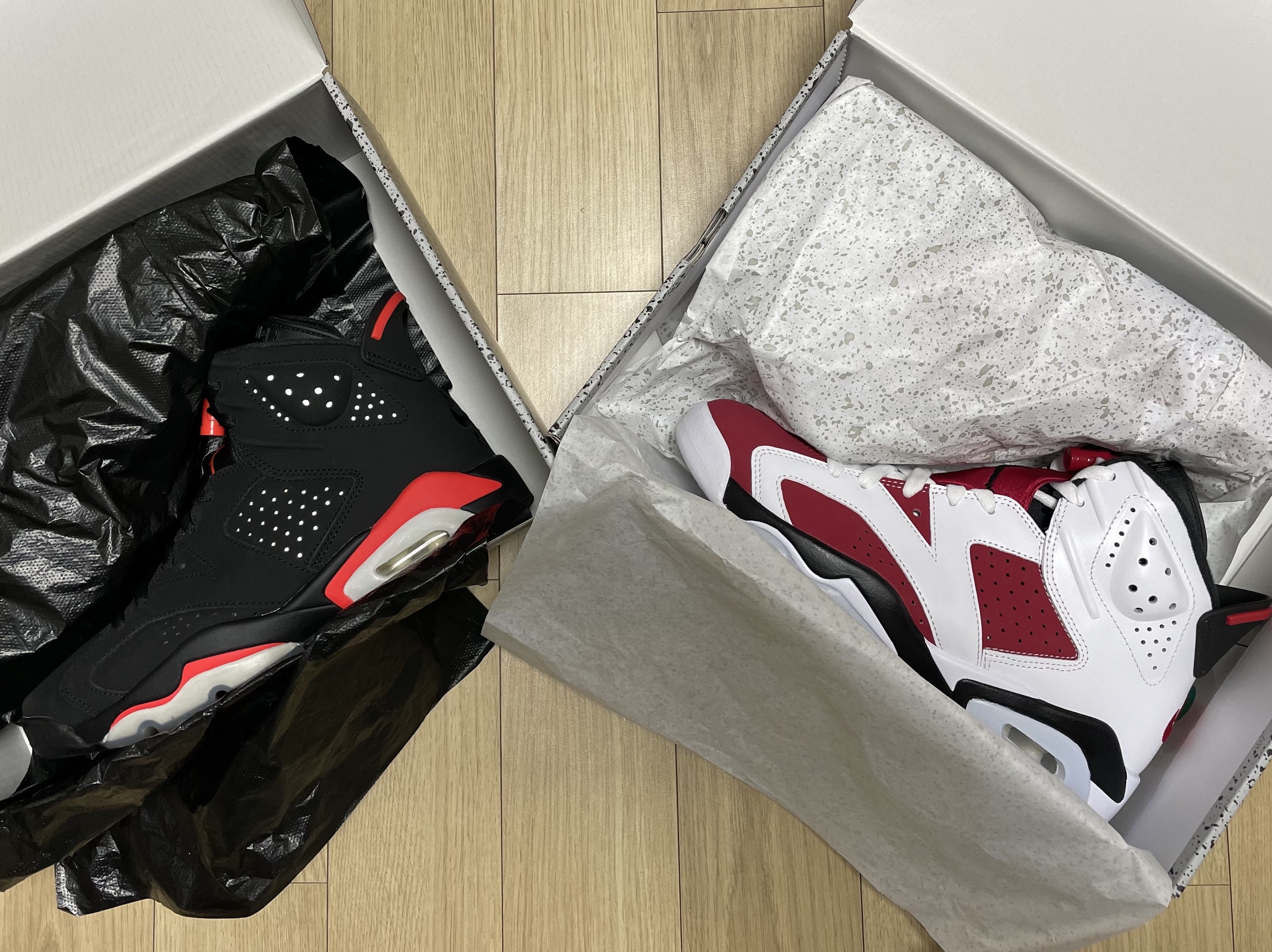 Jordan 6 Retro Carmine 2021, Jordan 6 Retro Infrared 2019 착용 스타일 - 1