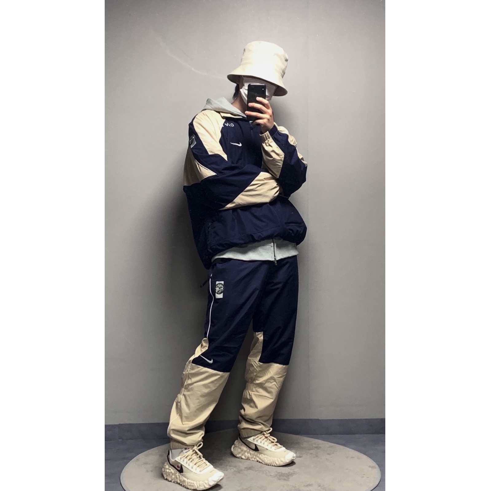 Nike x Undercover Overbreak SP Overcast, Nike x Cav Empt Track Pants Navy 착용 스타일