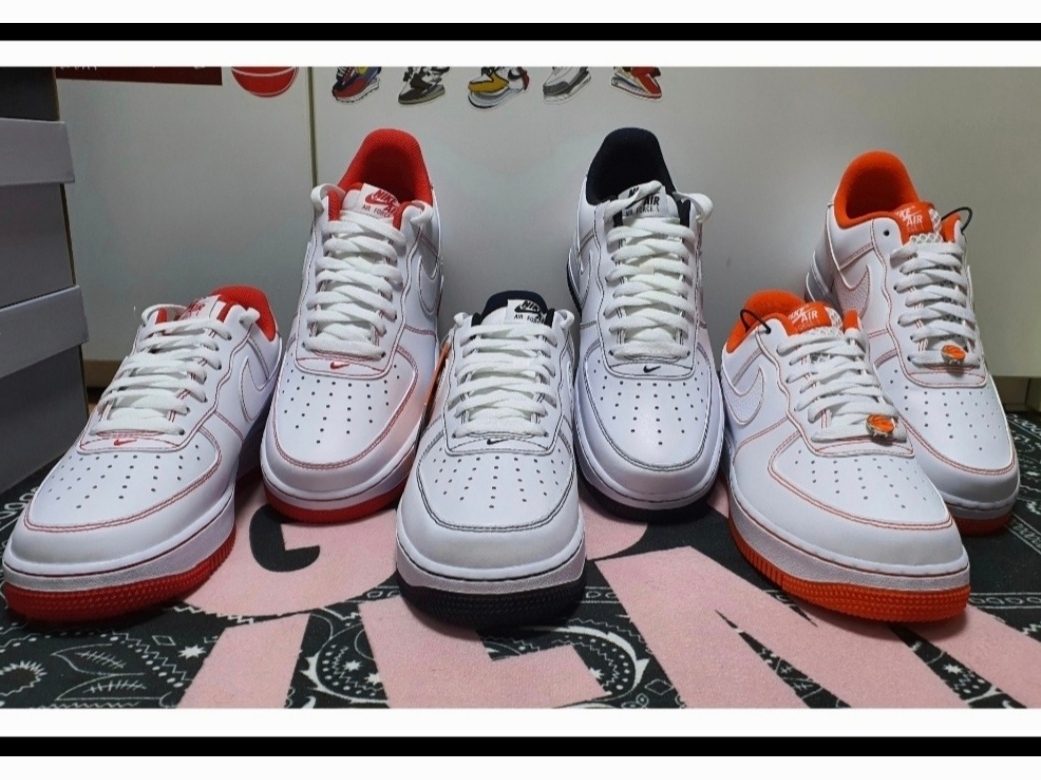 Nike Air Force 1 '07 Stitch Radiant Red, Nike Air Force 1 '07 Stitch Black 착용 스타일