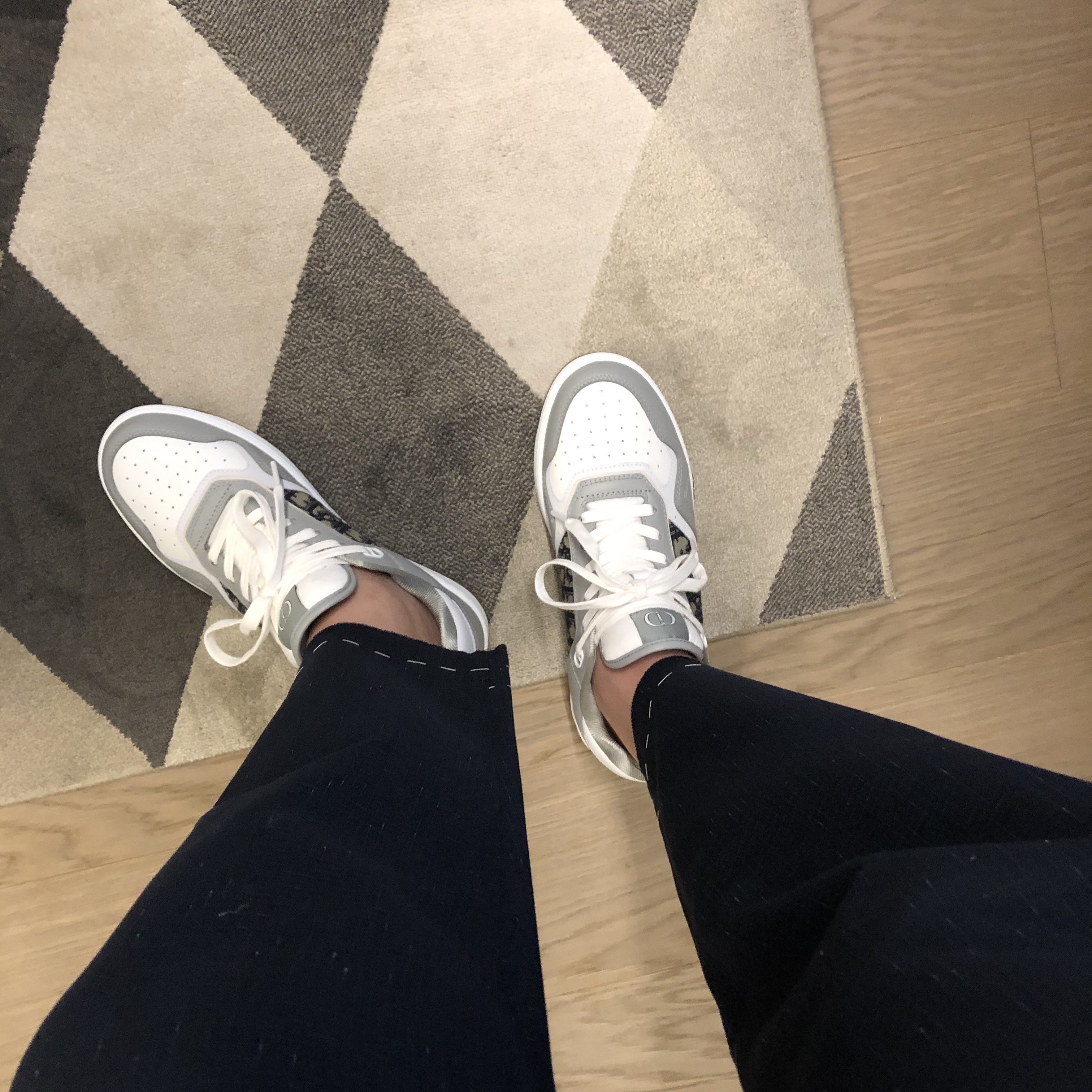 Dior B27 Low-Top Sneakers Gray 착용 스타일 - 1