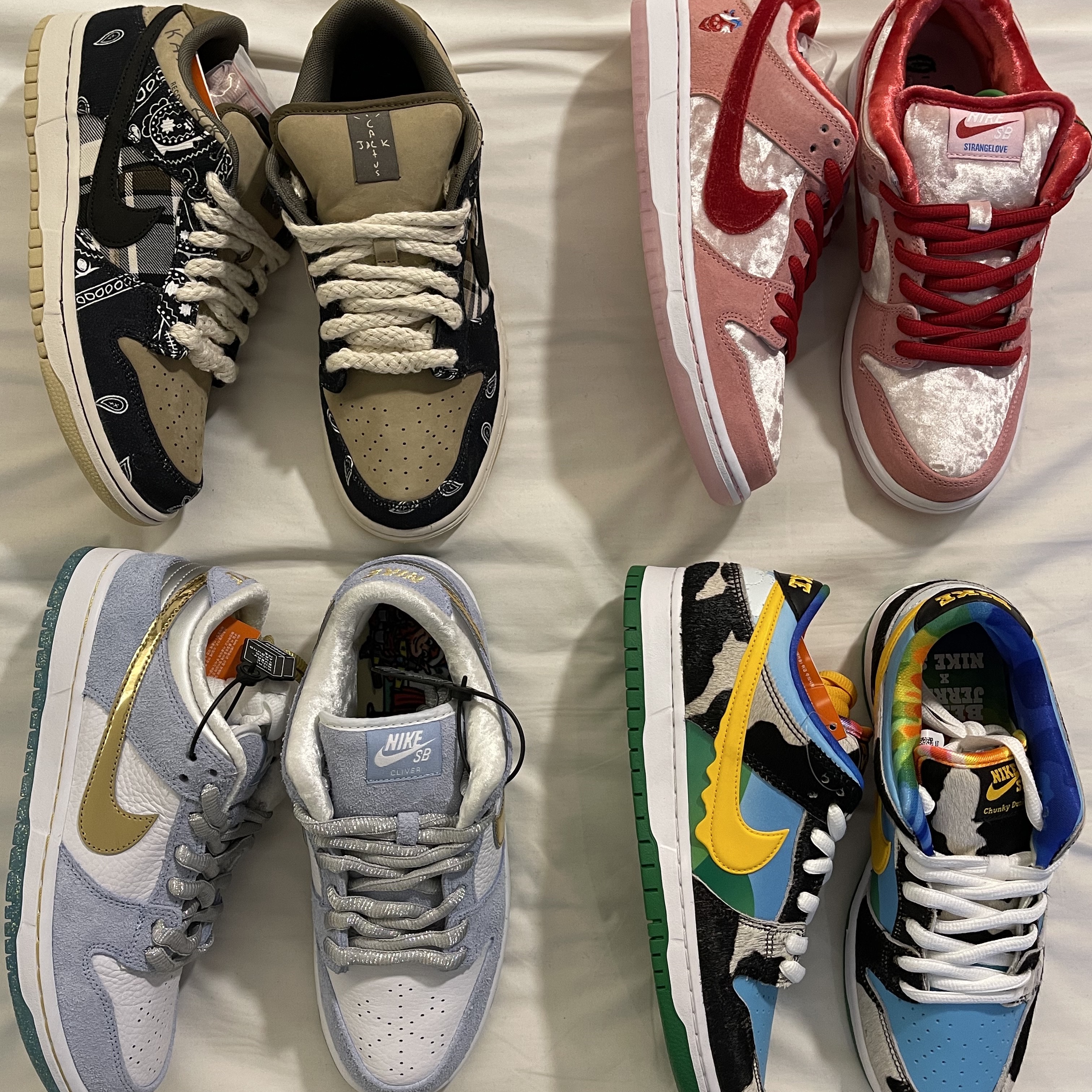 Nike x Travis Scott SB Dunk Low, Nike x StrangeLove SB Dunk Low Pink (Regular Box) 착용 스타일