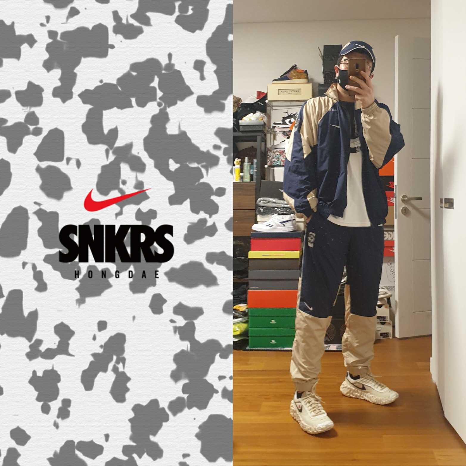Nike x Cav Empt Long Sleeve Graphic Shirt Jersey, Nike x Cav Empt Track Pants Navy 착용 스타일