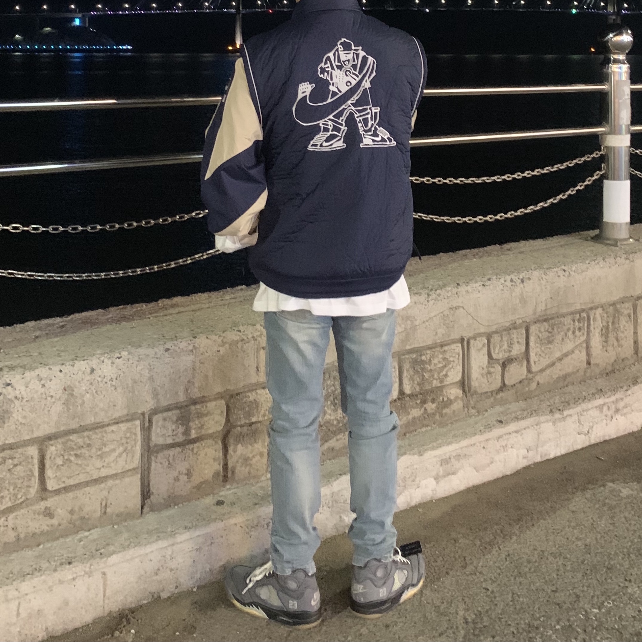 Nike x Cav Empt Vest Navy, Nike x Cav Empt Track Jacket Navy 착용 스타일