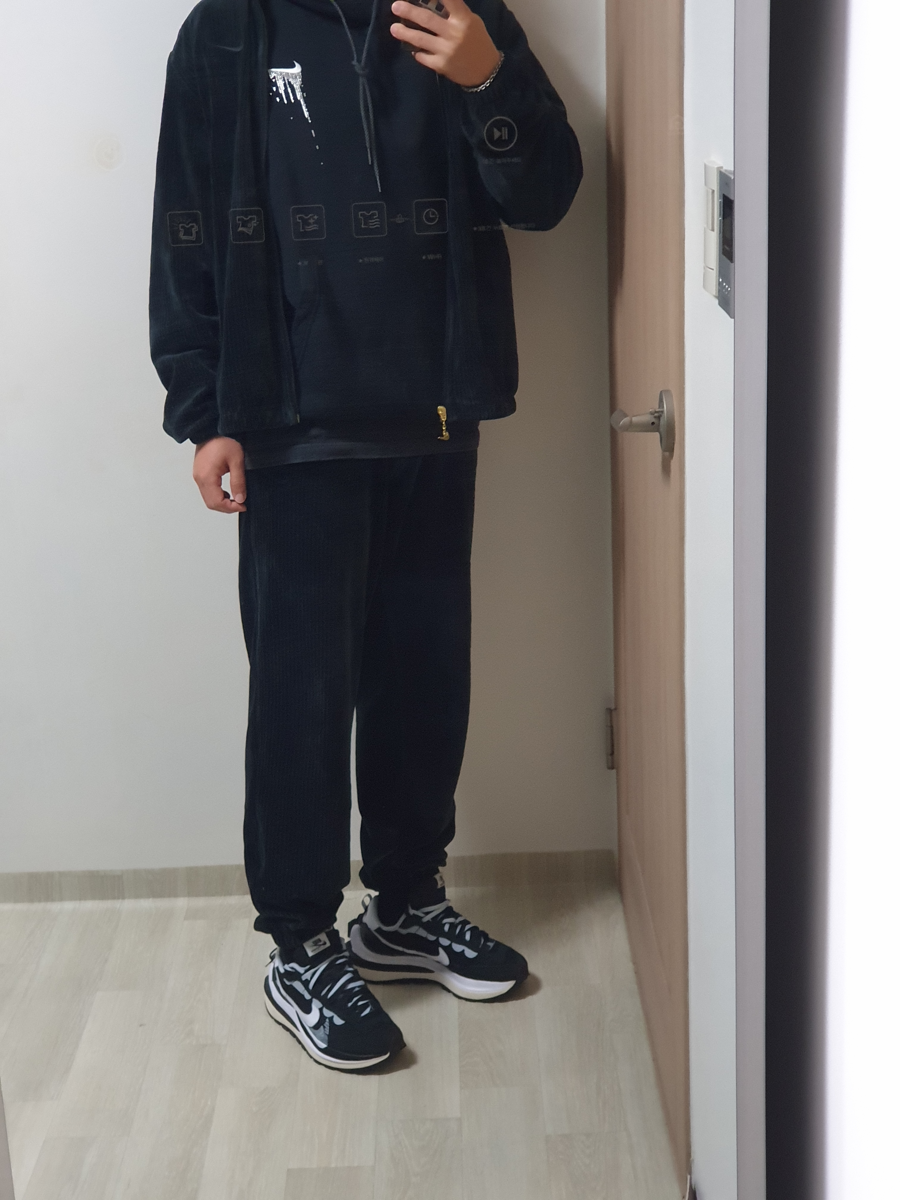 Nike x Sacai VaporWaffle Black White 착용 스타일
