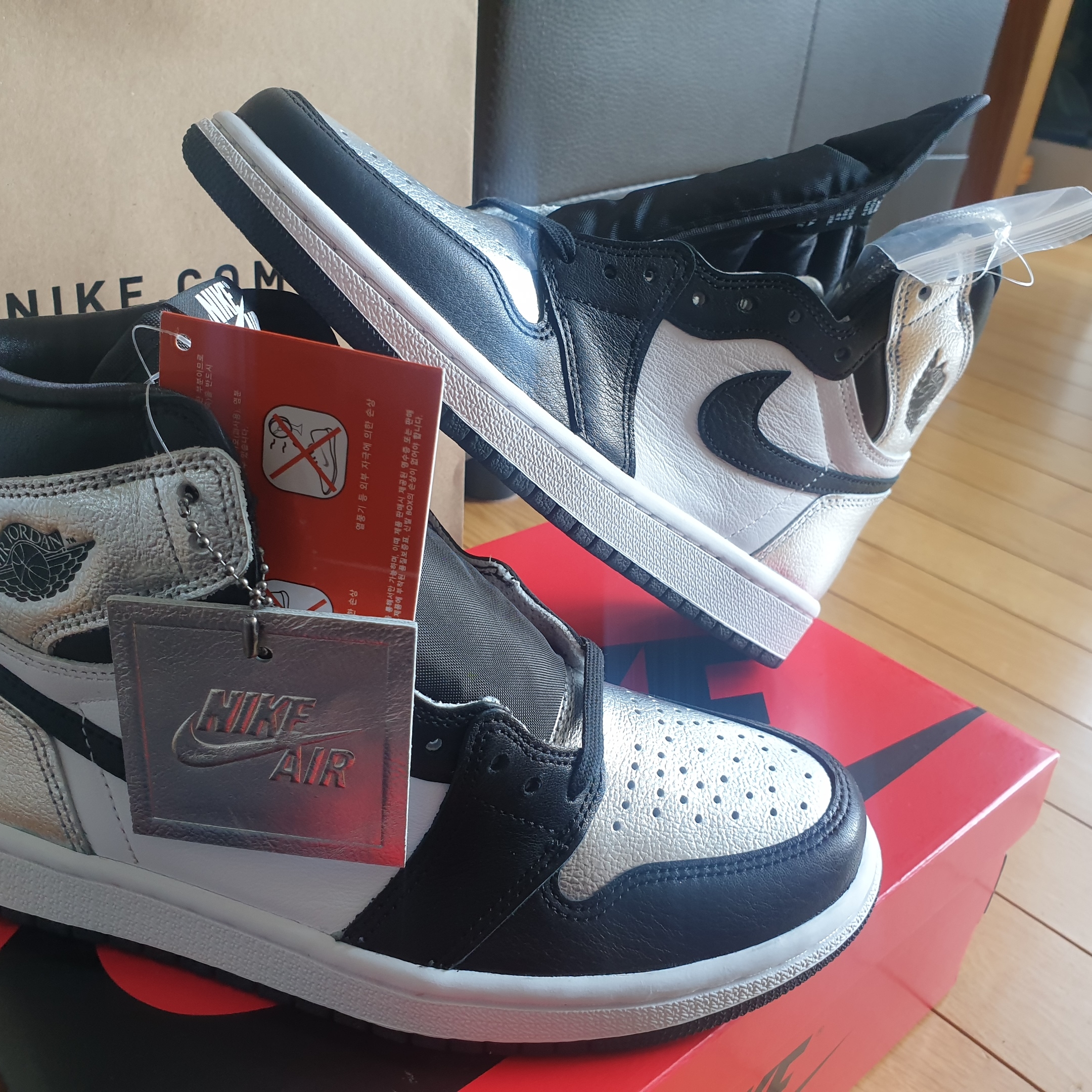 (W) Jordan 1 Retro High OG Silver Toe 착용 스타일 - 4