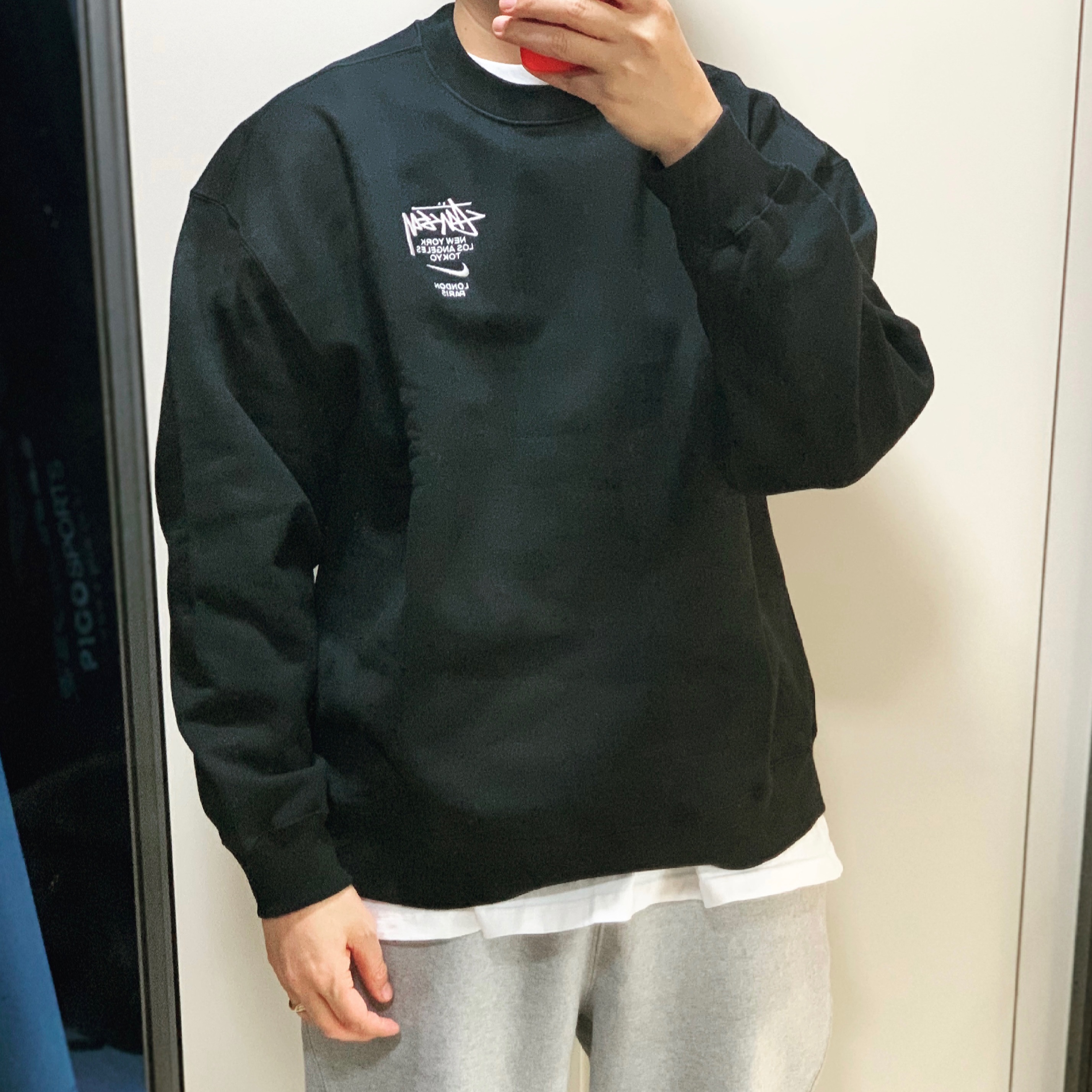 Nike x Stussy NRG ZR Fleece Crewneck Black - Asia 착용 스타일