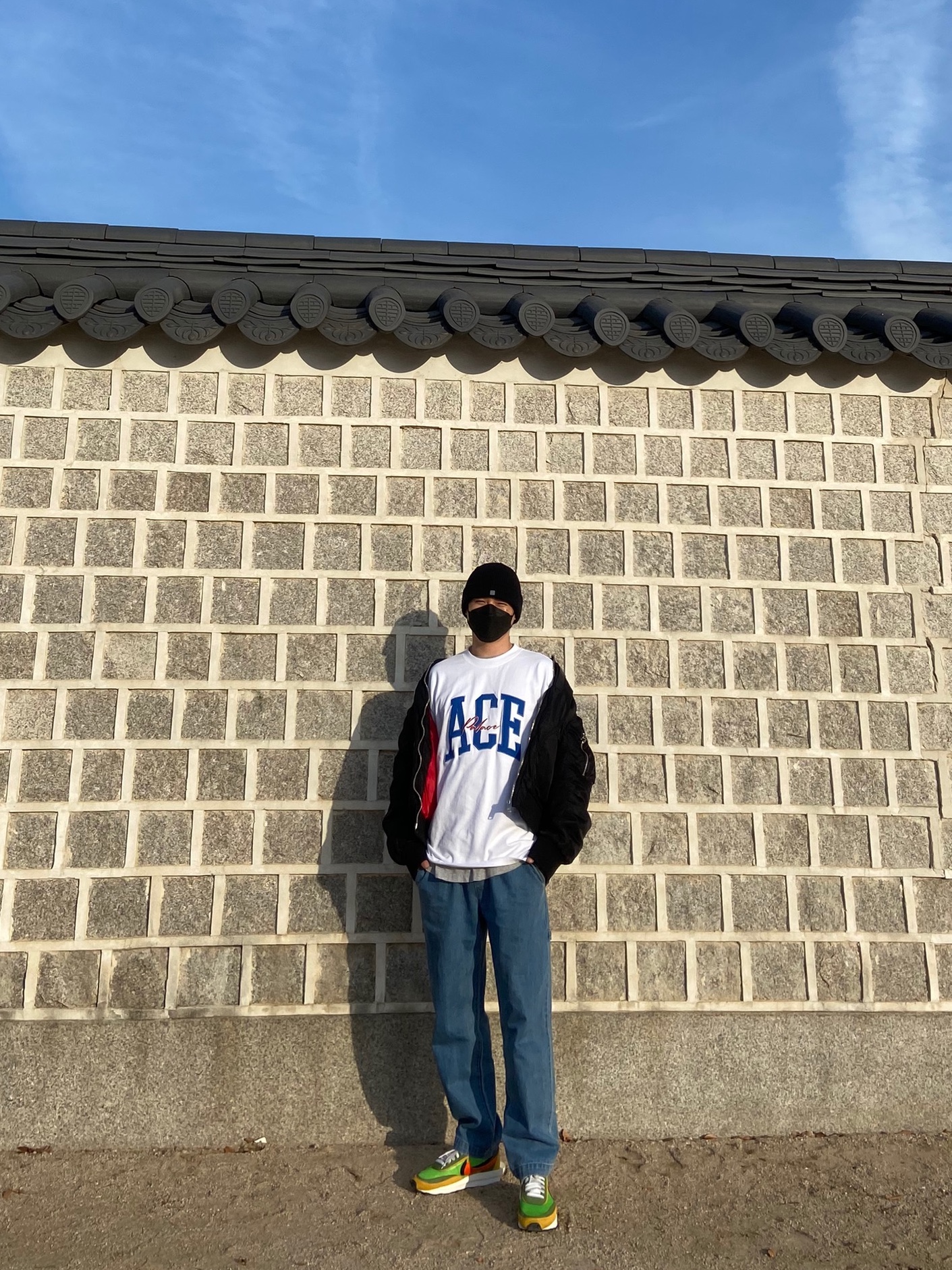 Nike x Sacai LDWaffle Green Multi 착용 스타일 - 2