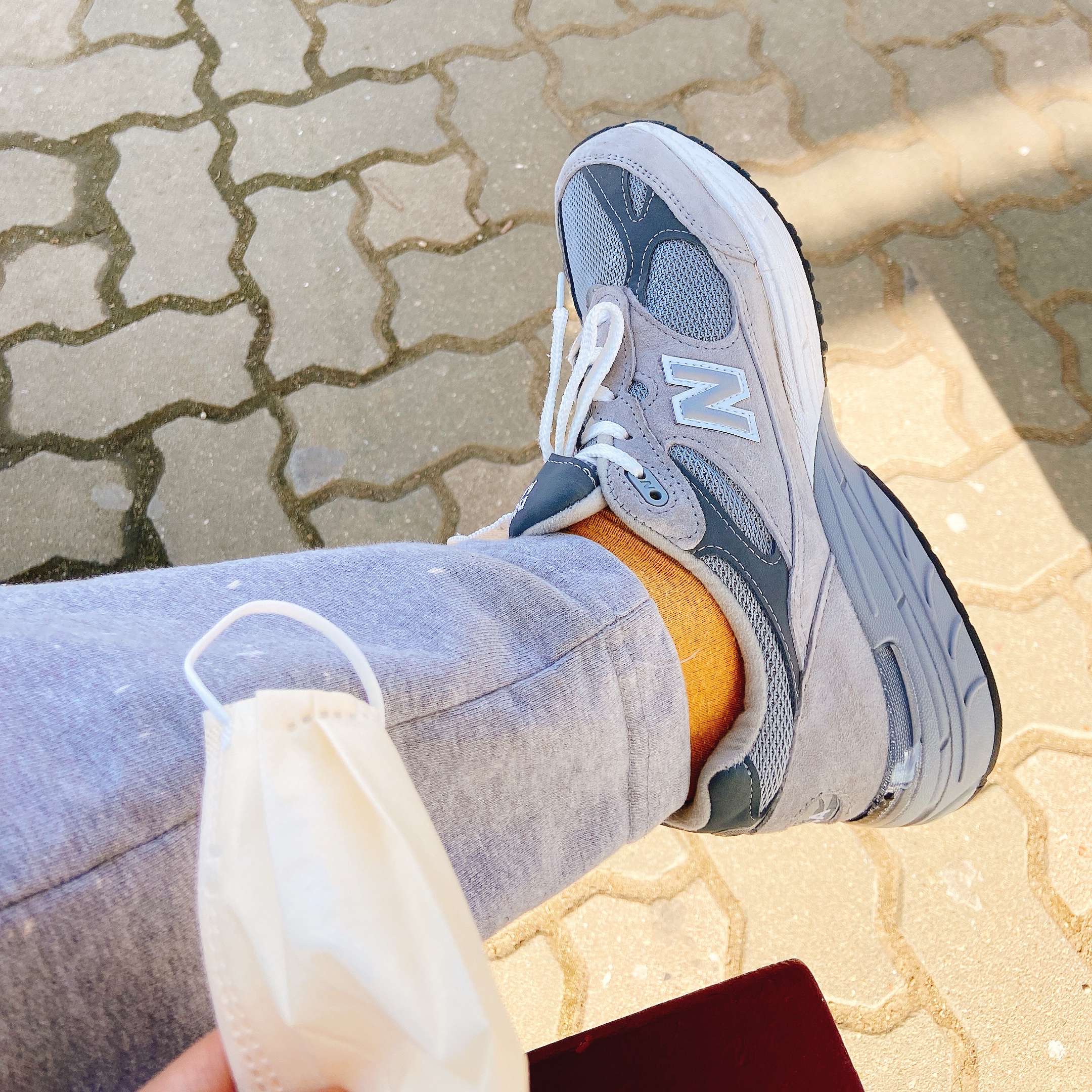 (W) New Balance 993 Made in USA Grey - B Standard 착용 스타일