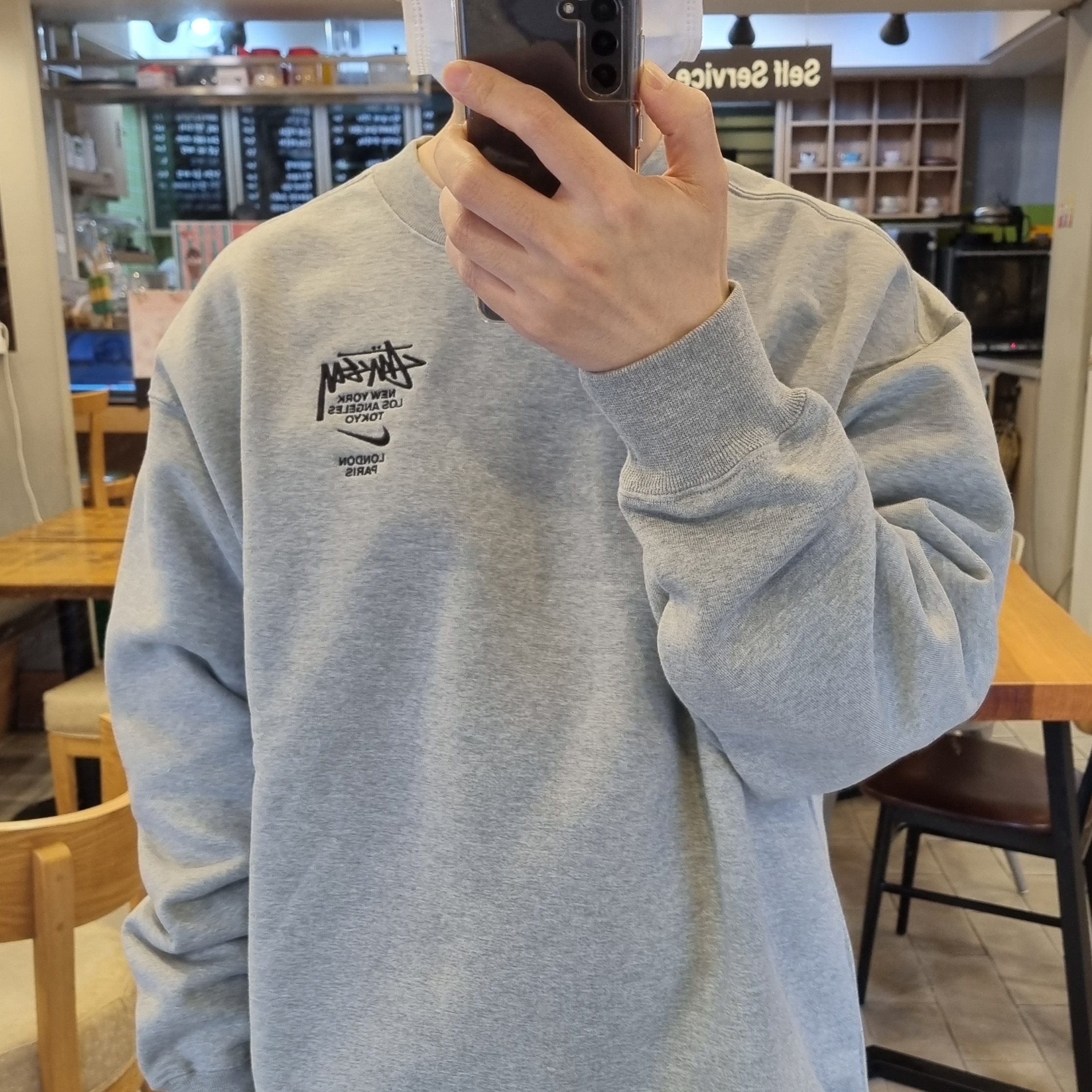 Nike x Stussy NRG ZR Fleece Crewneck Heather Grey - Asia 착용 스타일