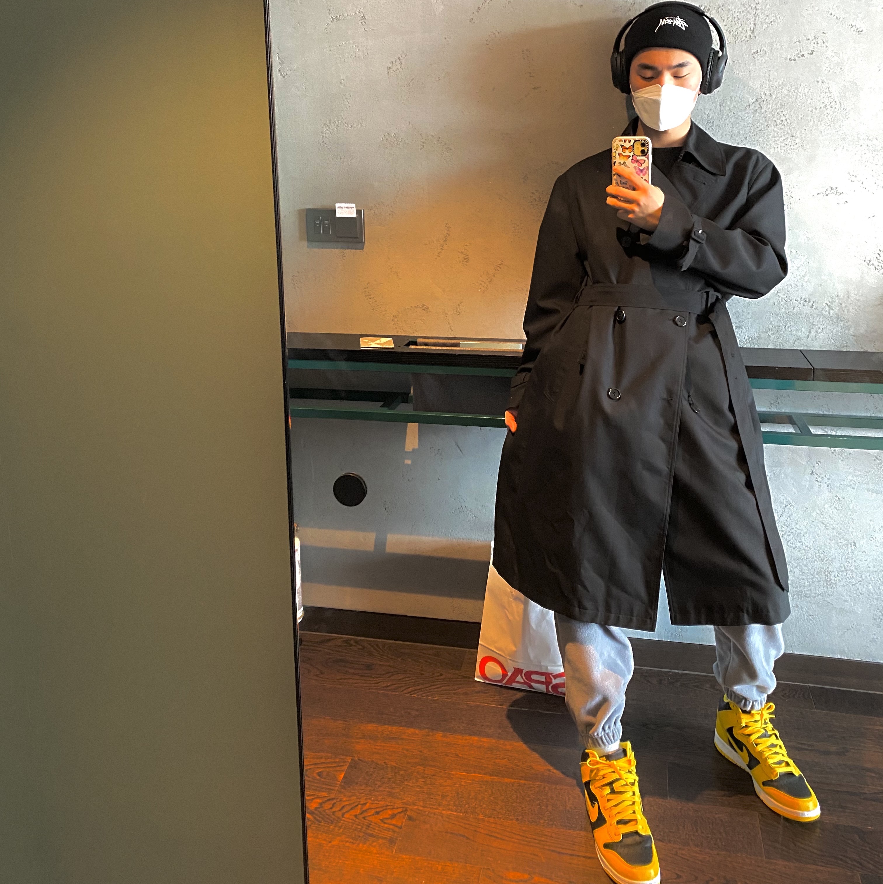Nike Dunk High SP Varsity Maize, Nike x Stussy Cuff Beanie Black 착용 스타일