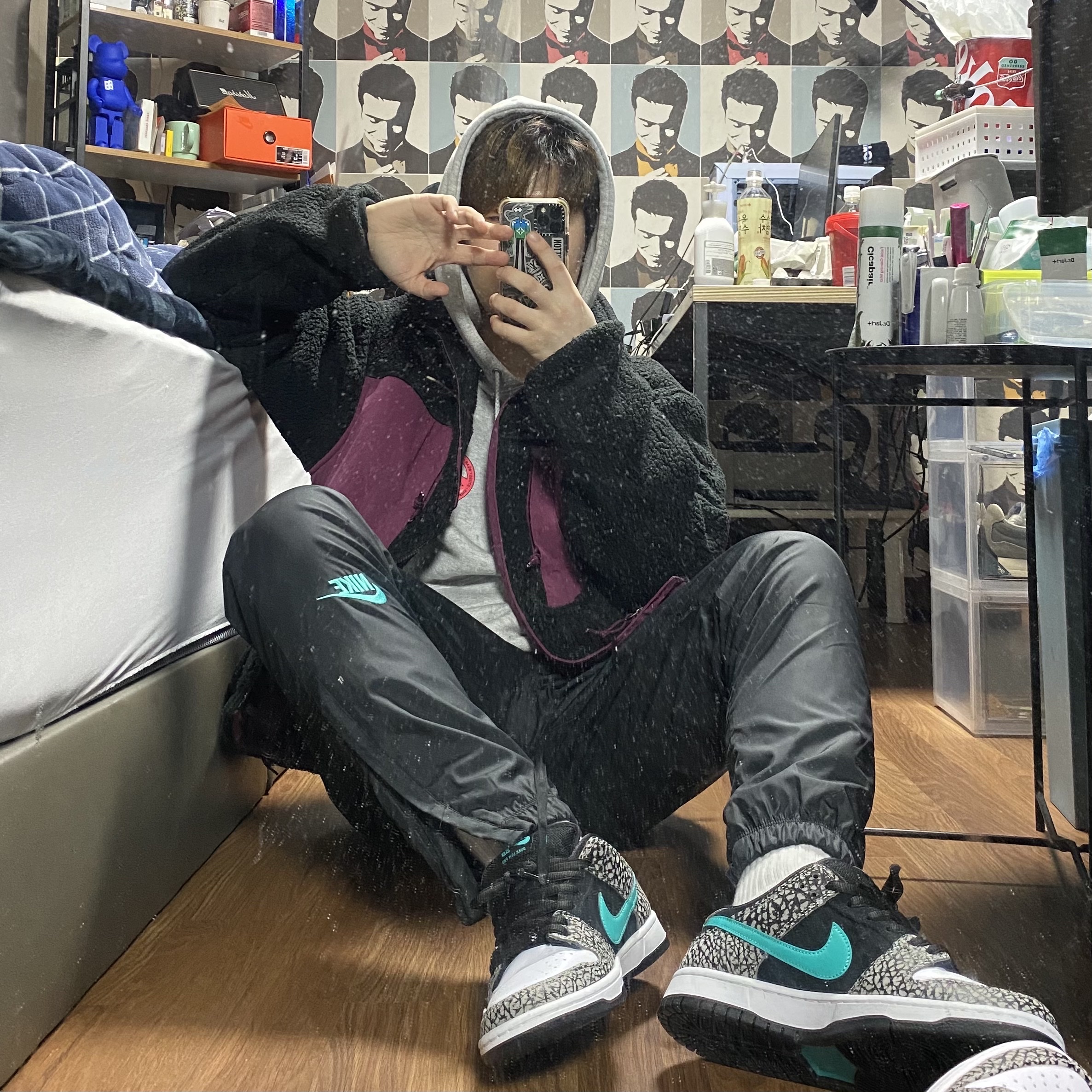 Nike SB Dunk Low Pro Clear Jade, Nike ACG Microfleece Jacket Black - US/EU 착용 스타일