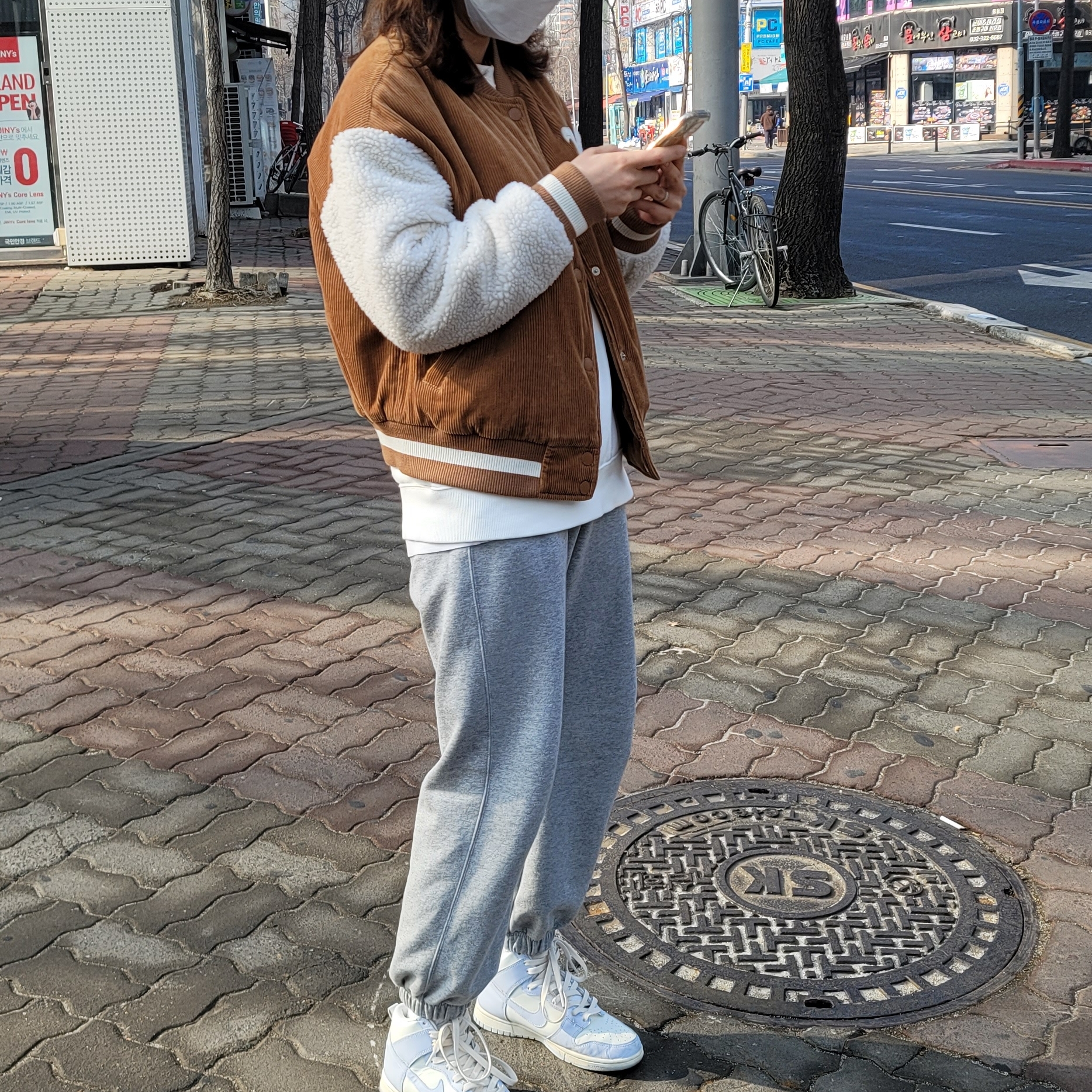 (W) Nike Dunk High Football Grey 착용 스타일