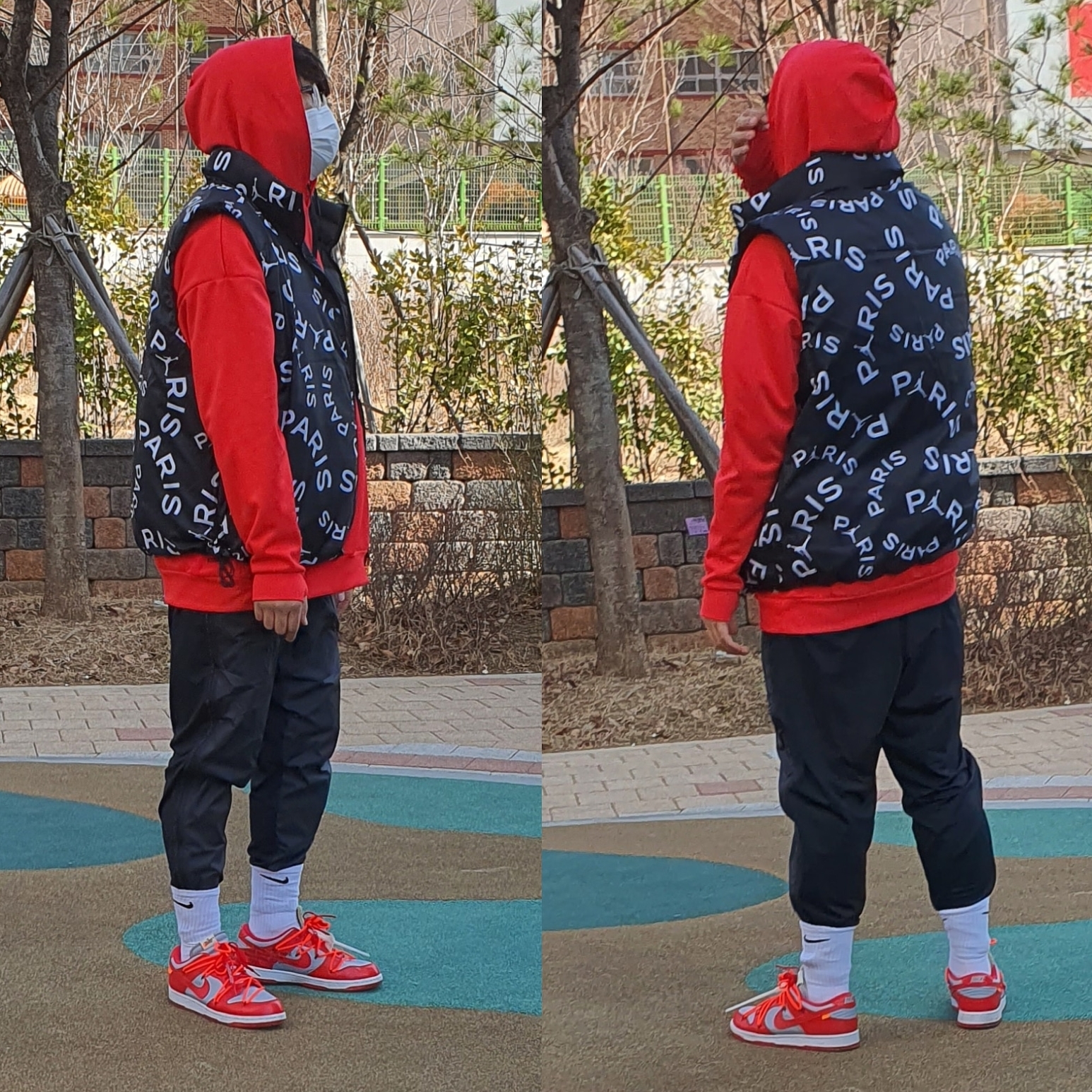 Nike x Off-White Dunk Low University Red 착용 스타일