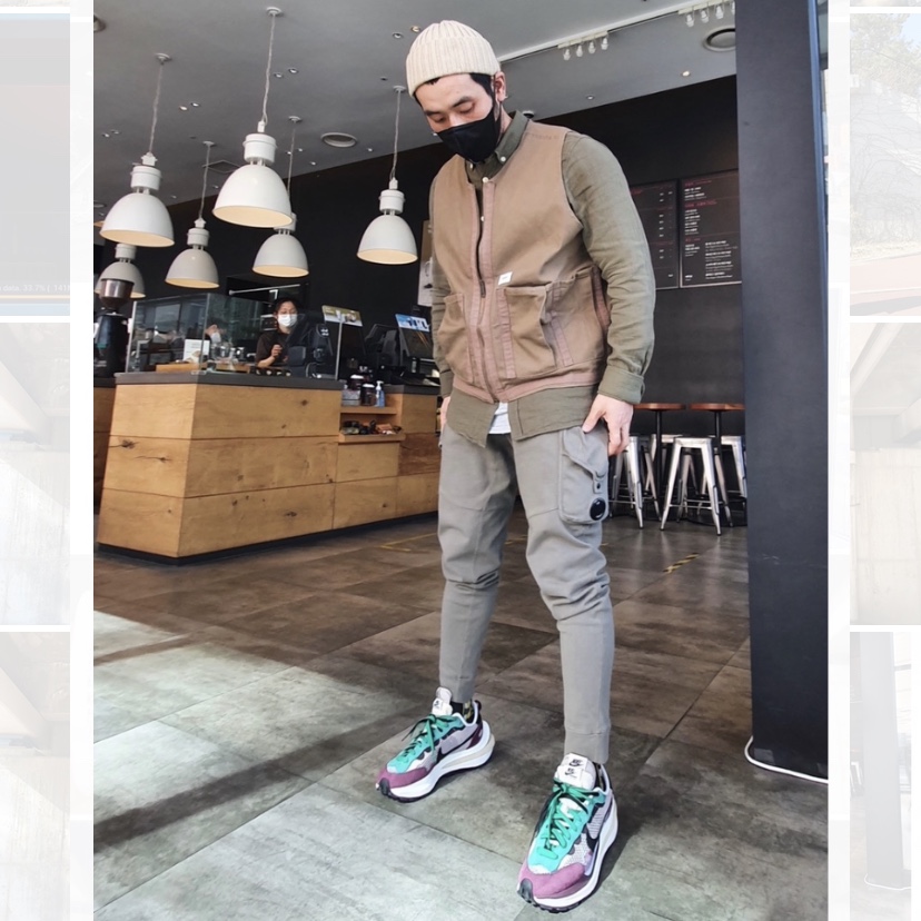 Nike x Sacai VaporWaffle String & Black Villain Red 착용 스타일 - 1