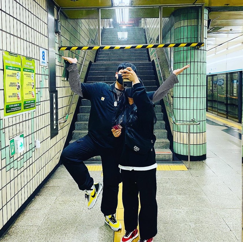 Nike x Undercover Daybreak Bright Citron, (W) Nike x Undercover Daybreak University Red 착용 스타일