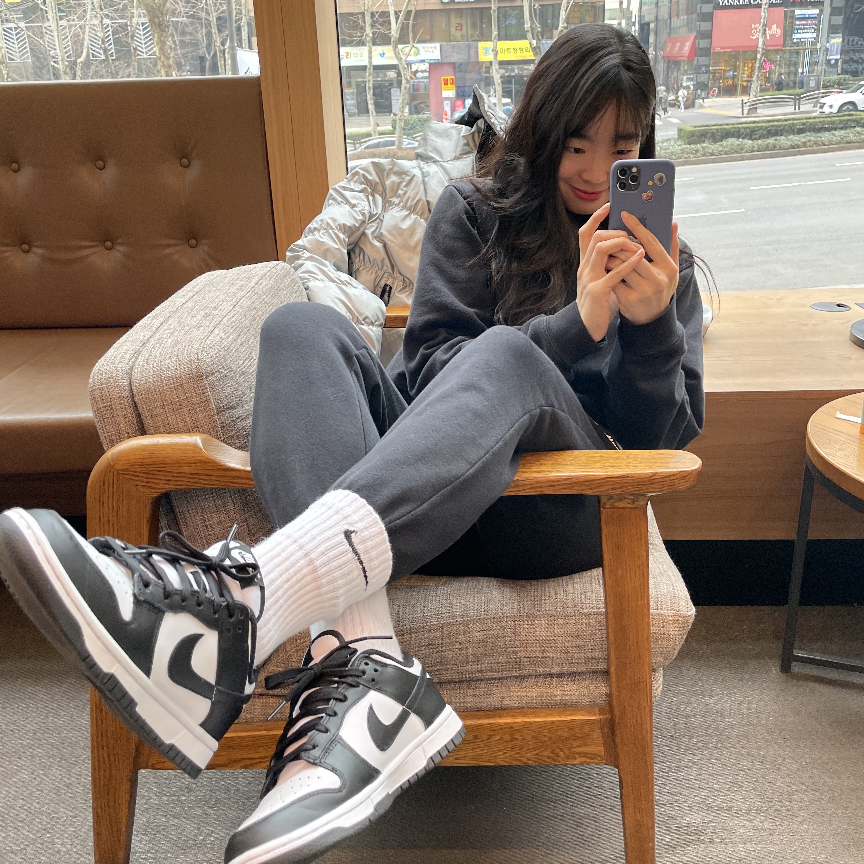 (W) Nike Dunk Low Black 착용 스타일