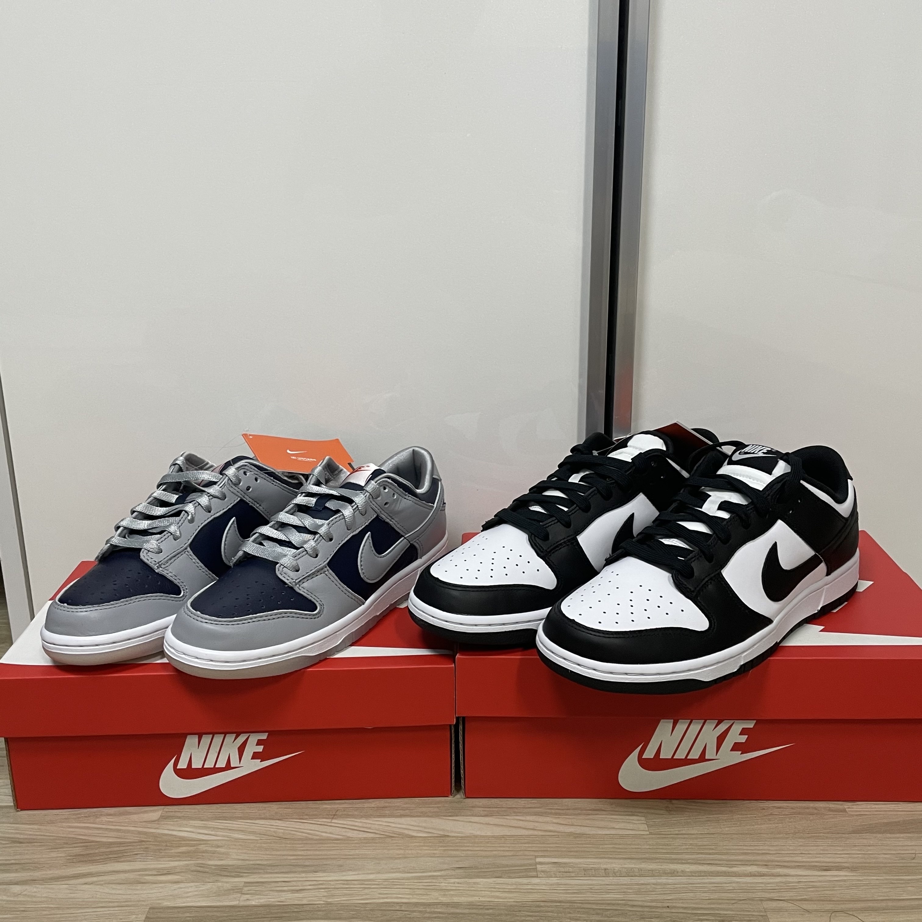 (W) Nike Dunk Low SP College Navy, Nike Dunk Low Retro Black 착용 스타일 - 1