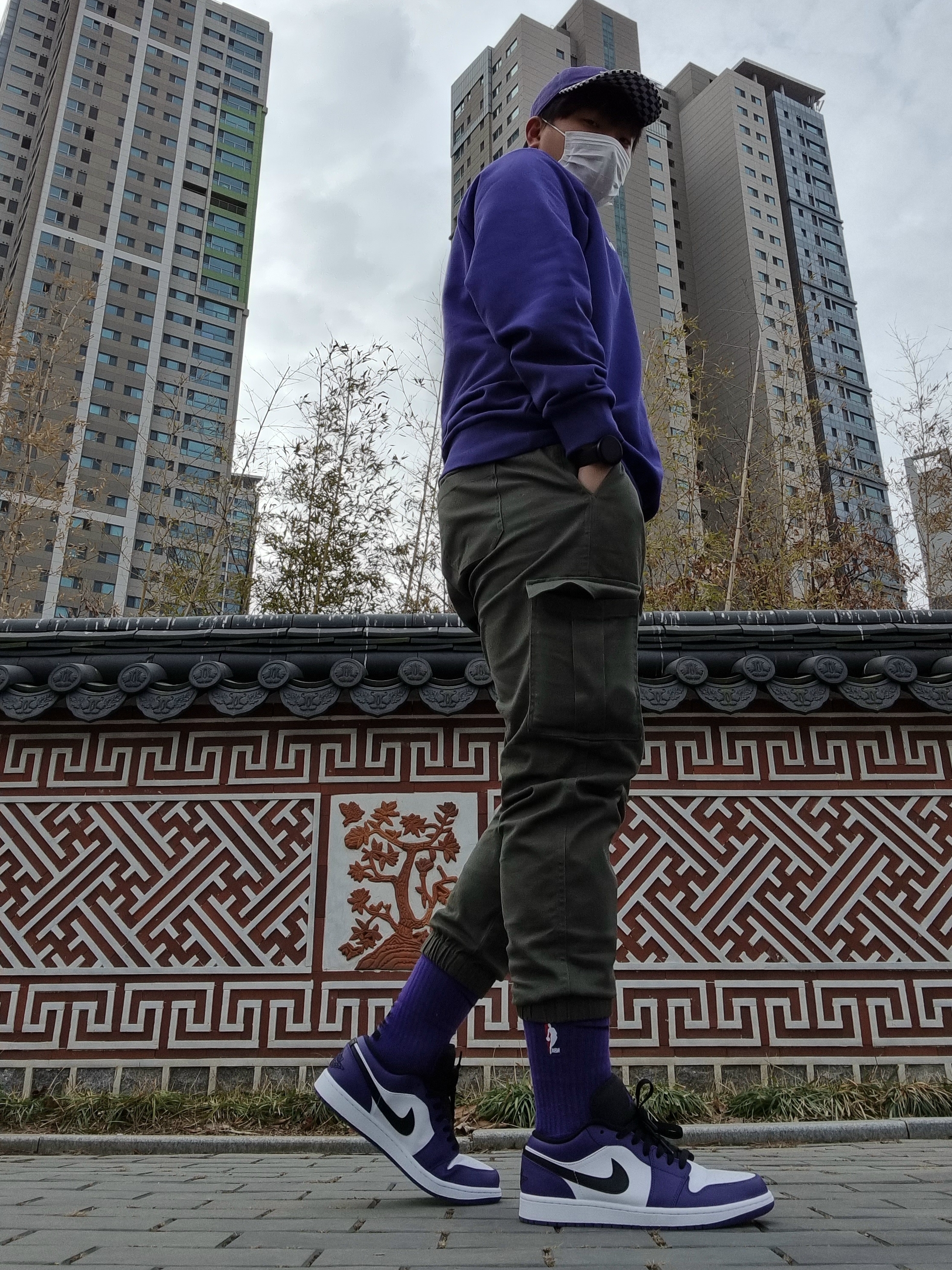 Jordan 1 Low Court Purple 2020 착용 스타일 - 1