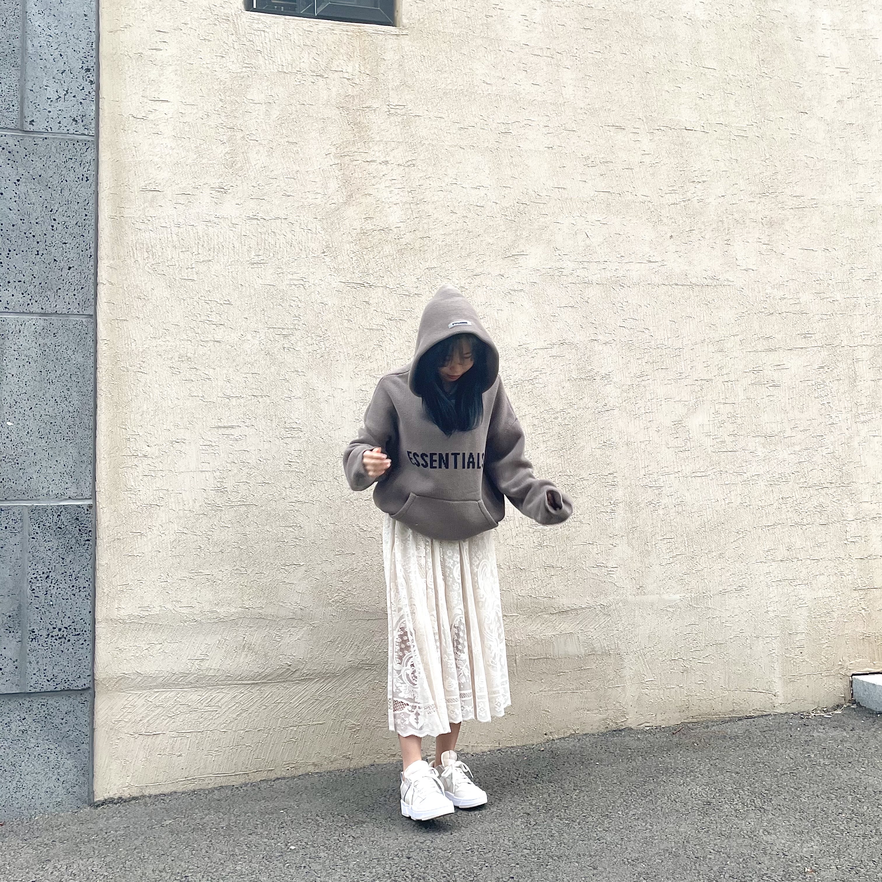 Essentials Knit Hoodie Taupe - 20FW, (W) Nike Dunk Low Disrupt Desert Sand 착용 스타일 - 1