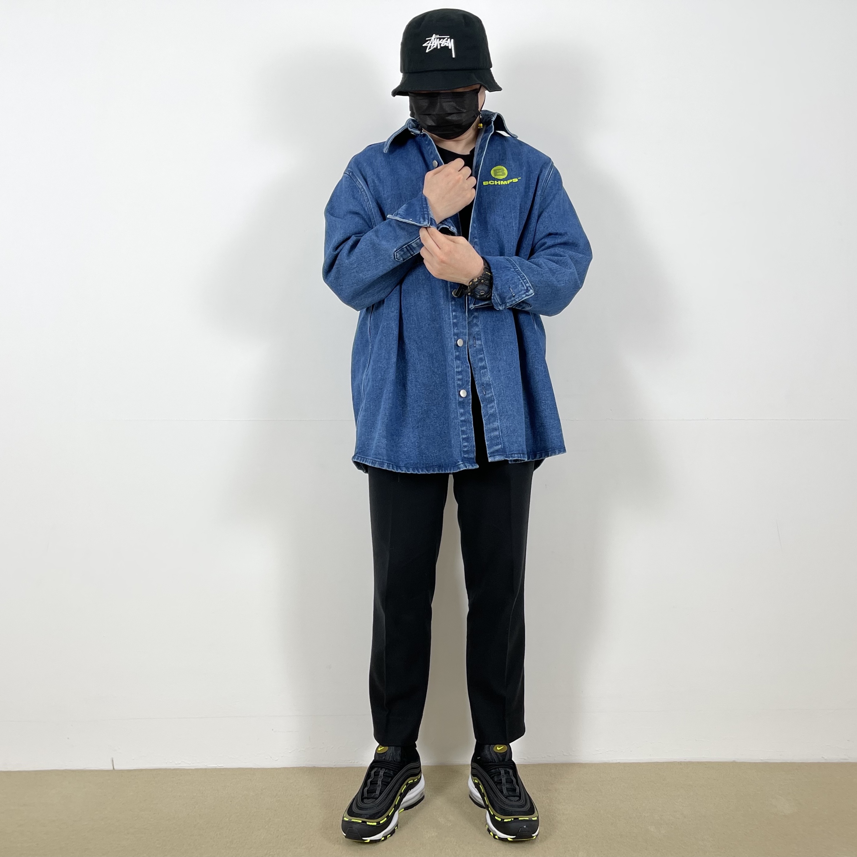 Nike x Undefeated Air Max 97 Black Volt 착용 스타일