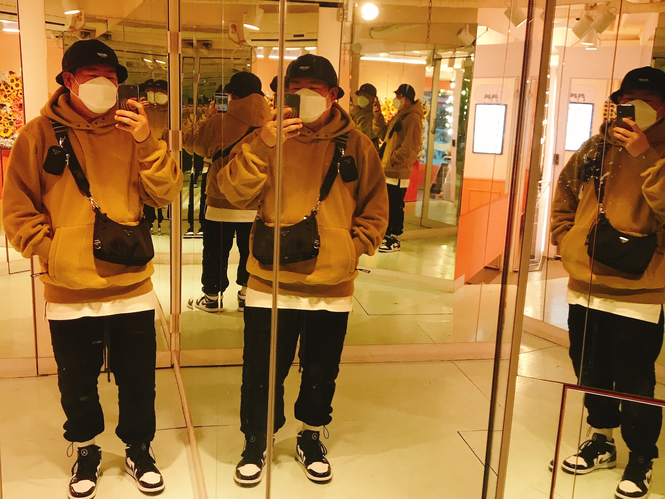 Jordan 1 Mid SE ASW Black, Palace Polartec Lazer Hood Khaki - 20FW 착용 스타일