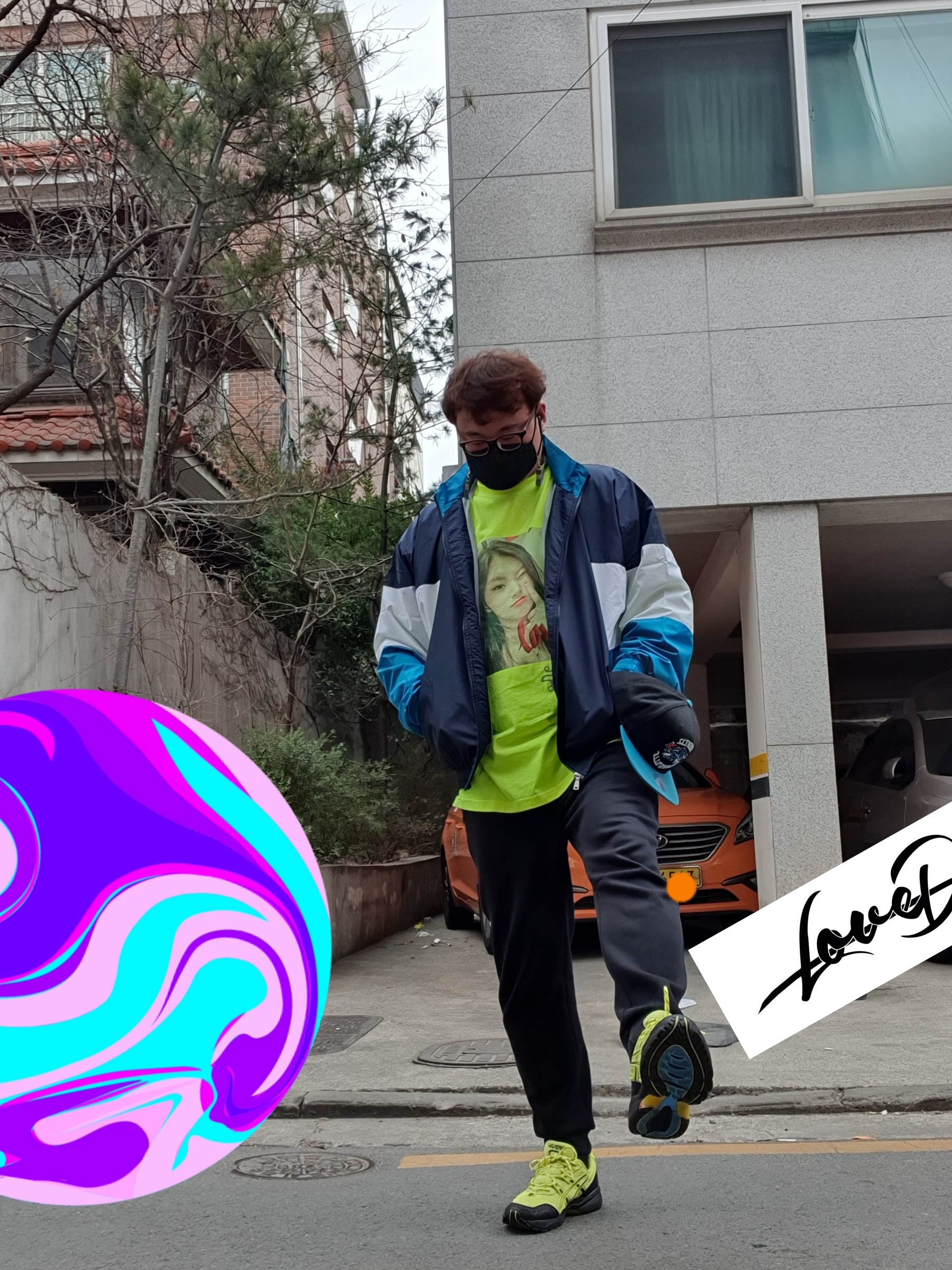 Asics x IAB Studio Gel-1090 Lime 착용 스타일