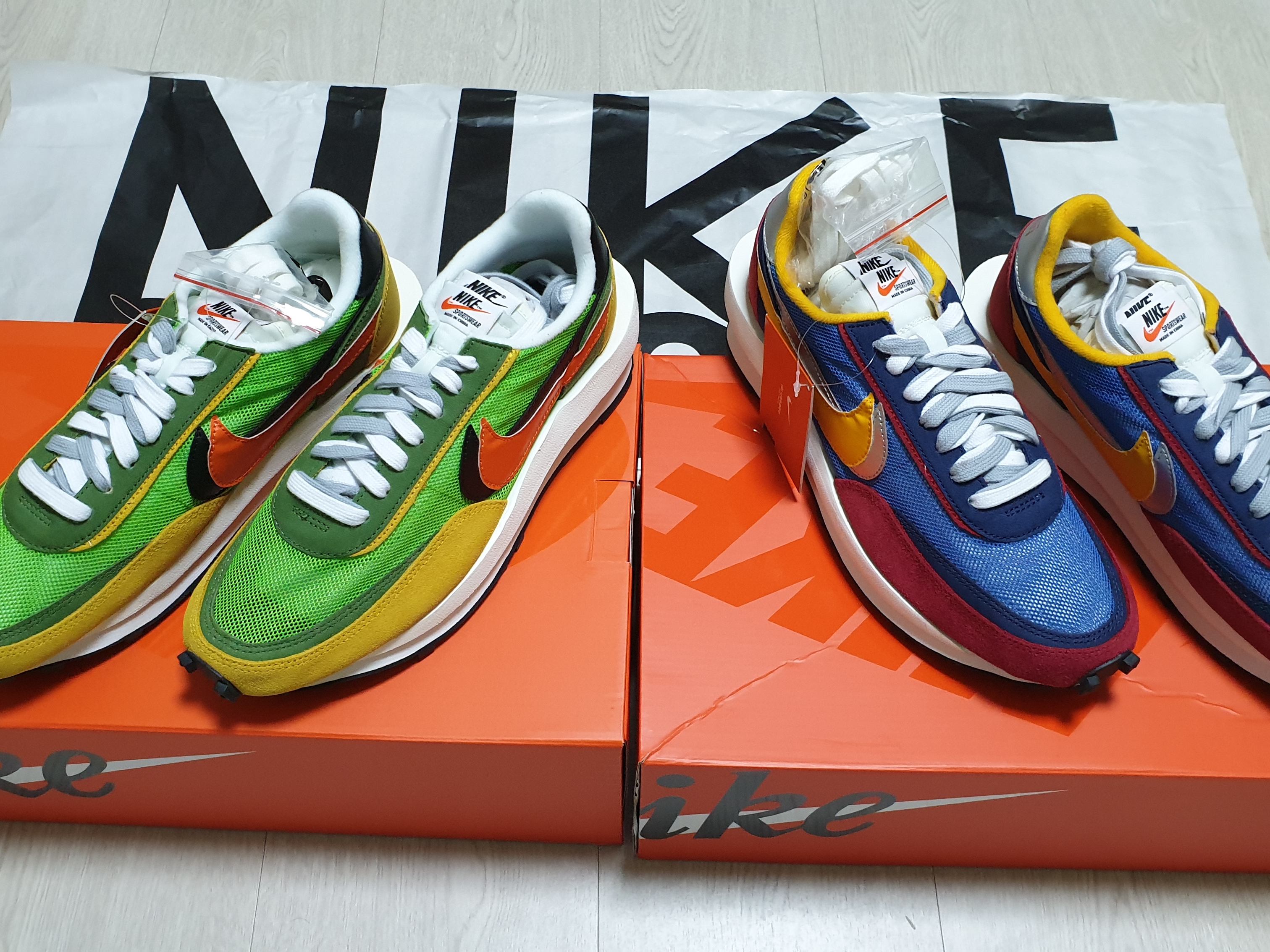 Nike x Sacai LDWaffle Blue Multi, Nike x Sacai LDWaffle Green Multi 착용 스타일 - 3